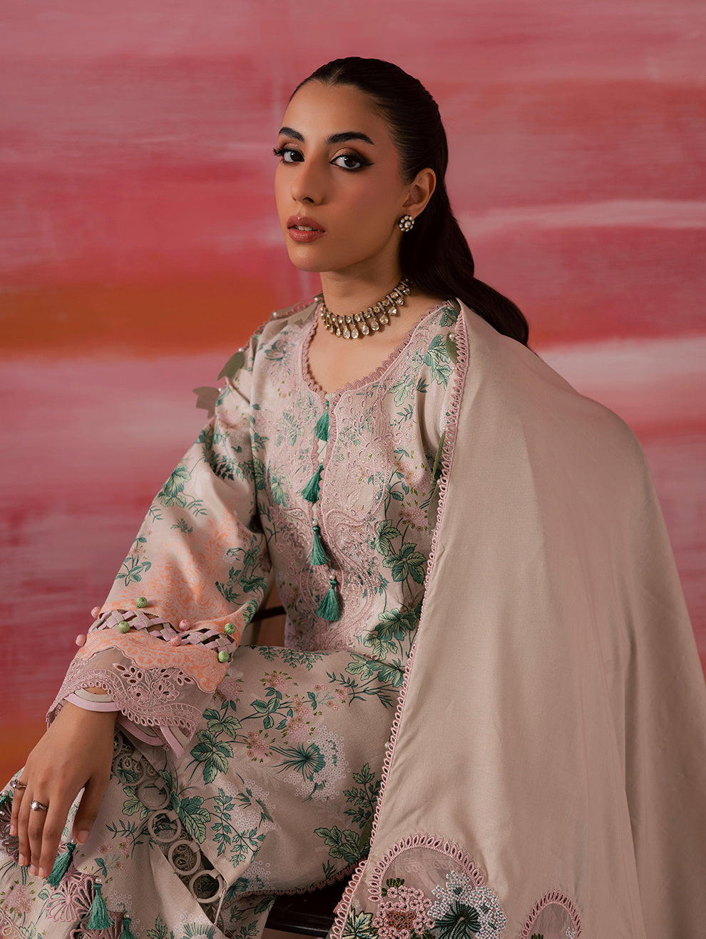 Flora Linen Shawl  By Jade | 108
