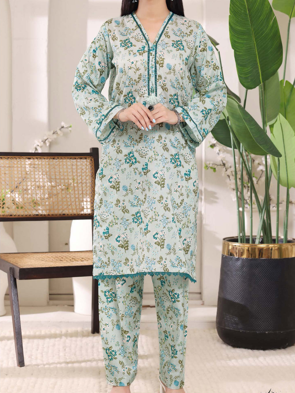 Cambric Co-Ord Set By Aizal -103