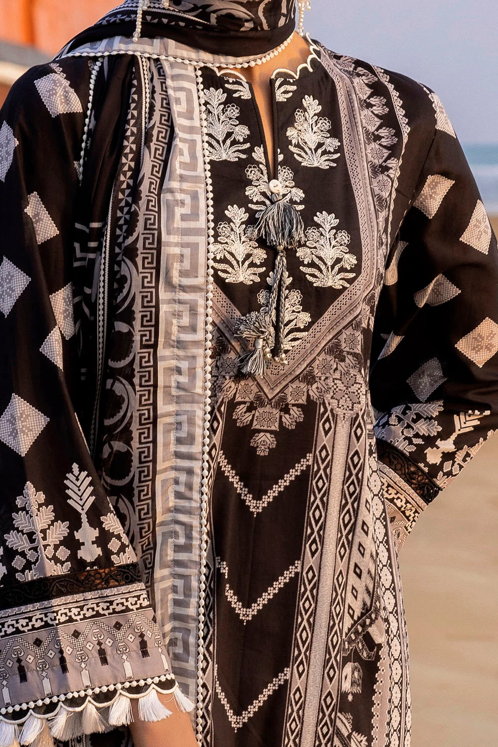 Summer Lawn Suit By Gul Ahmed lawn Pakistani suit detail view M&M Couture USA