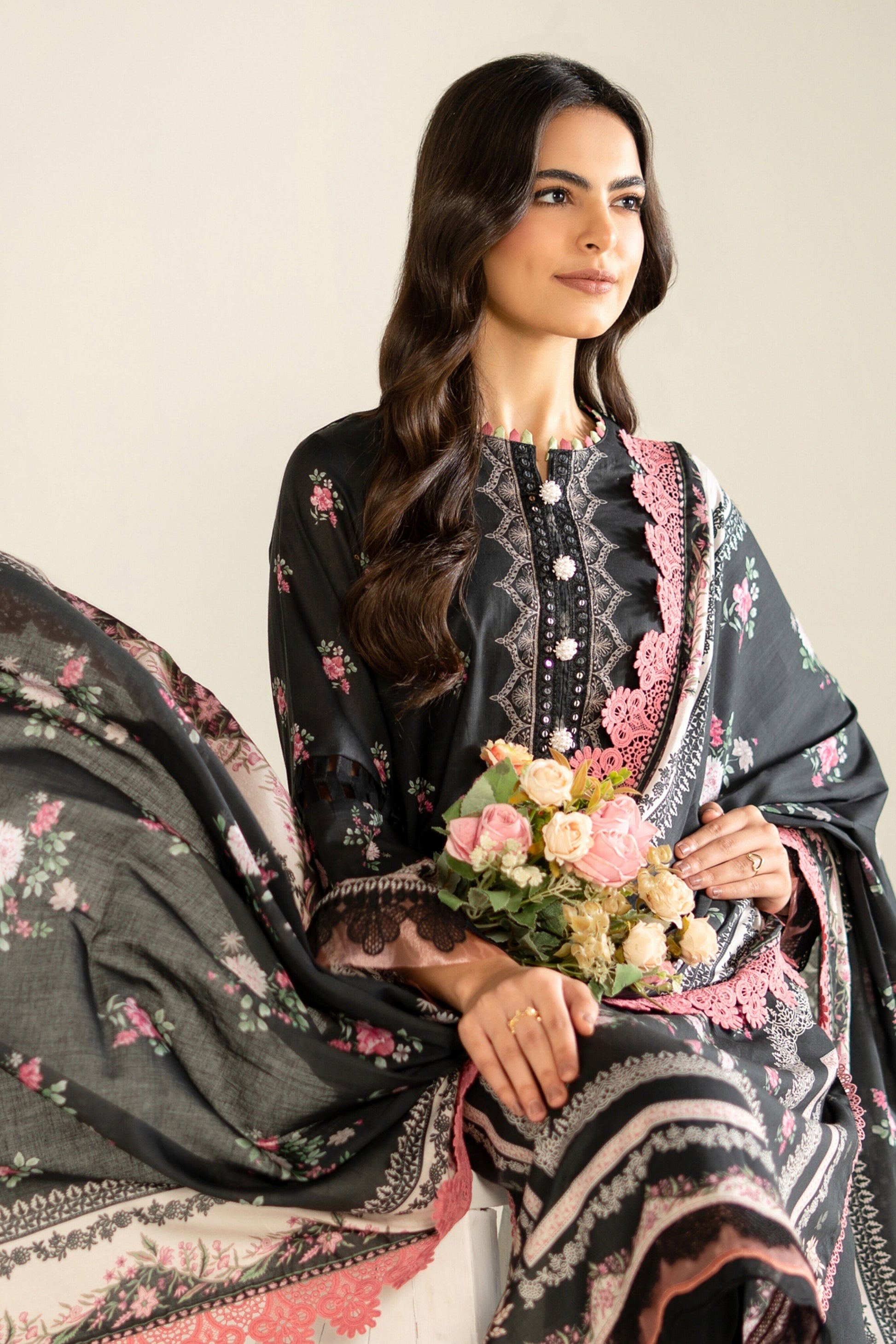 Spring Summer By Mausummery Pakistani suit dupatta view M&M Couture USA