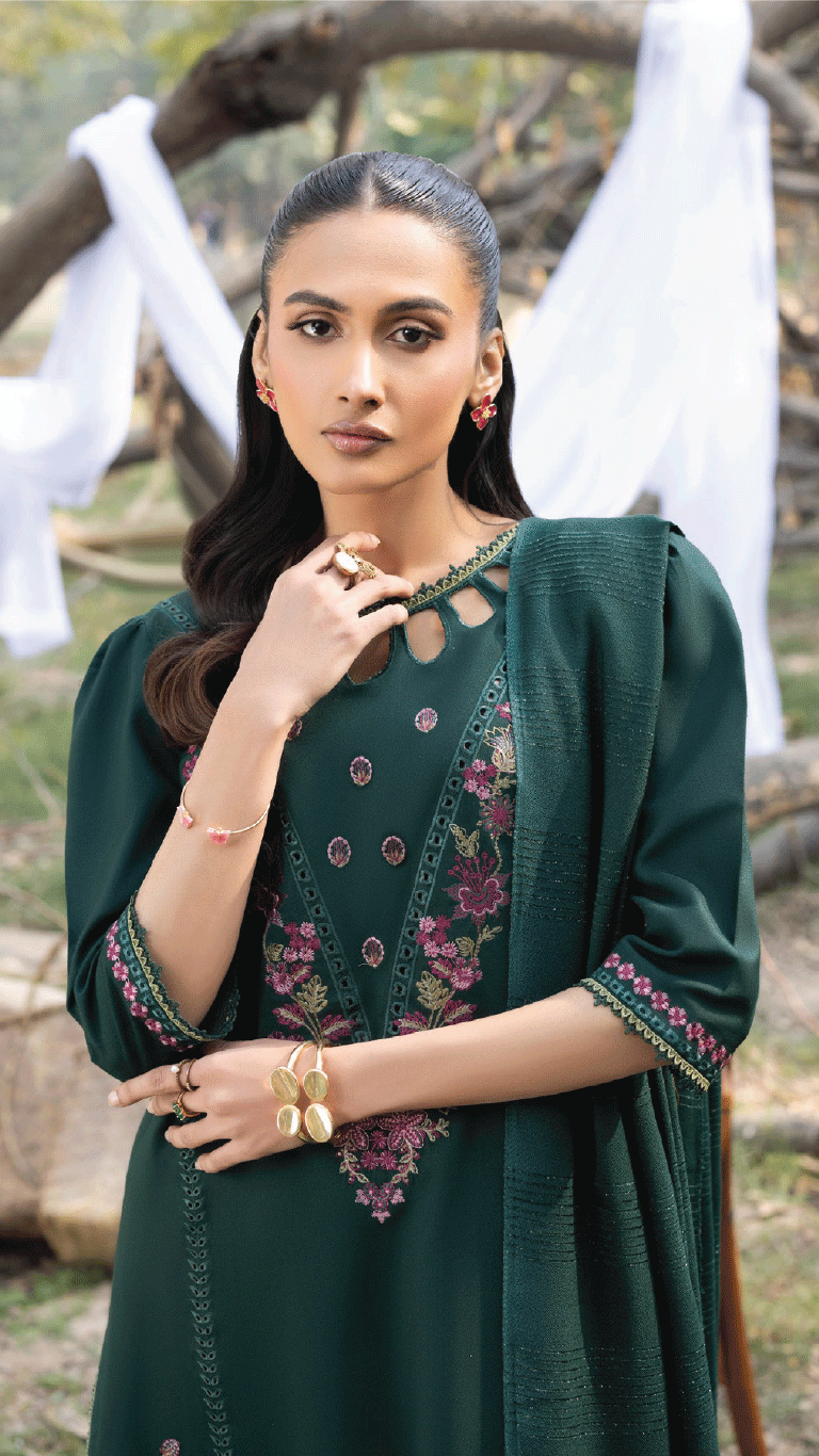 Winter Sunshine By Sanam Saeed Pakistani suit dupatta view M&M Couture USA