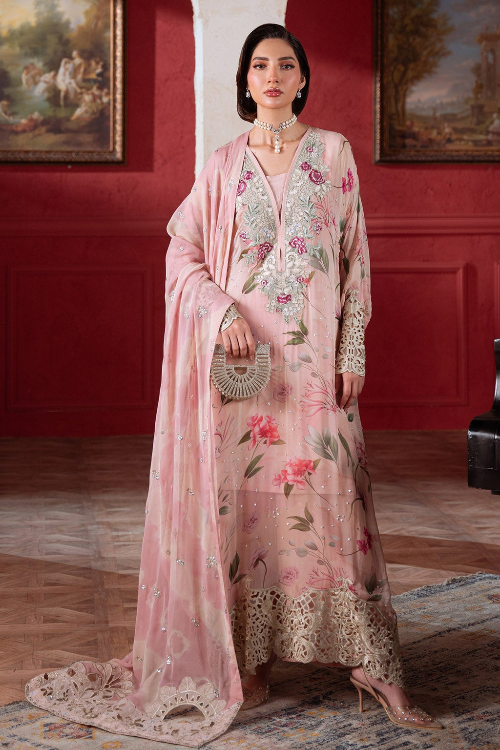 Nureh Amaya Formals | Embroidered Chiffon Dress 103