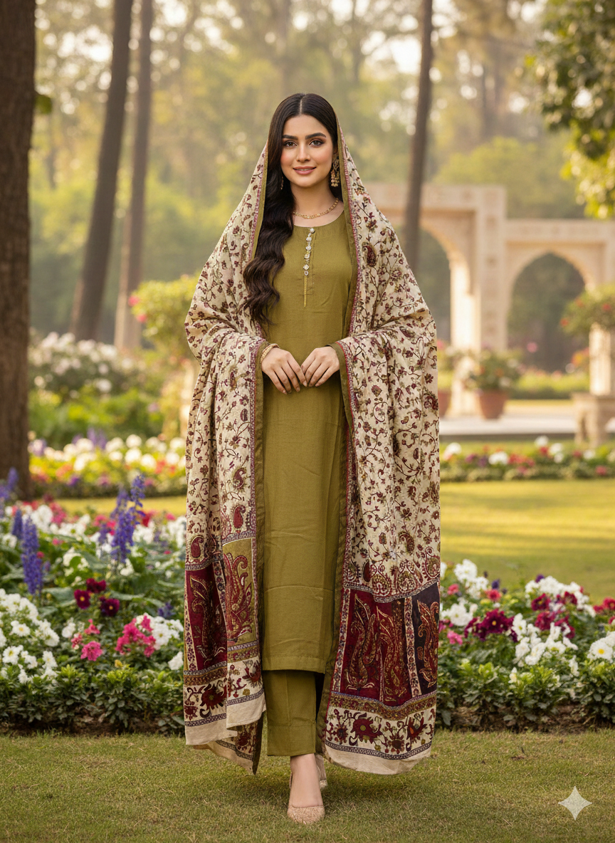 Marina with Marina Shawl By M&M Couture Pakistani suit front view M&M Couture USA