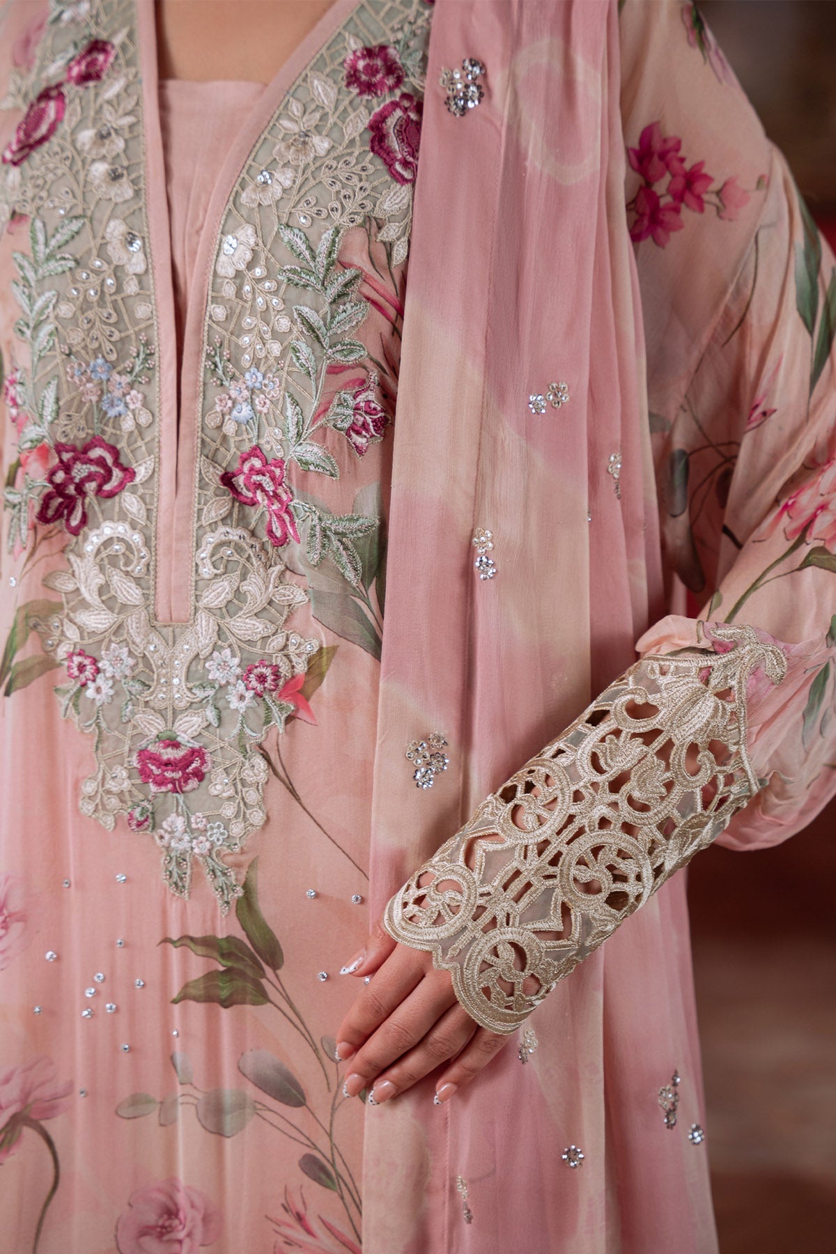 Nureh Amaya Formals | Embroidered Chiffon Dress 103