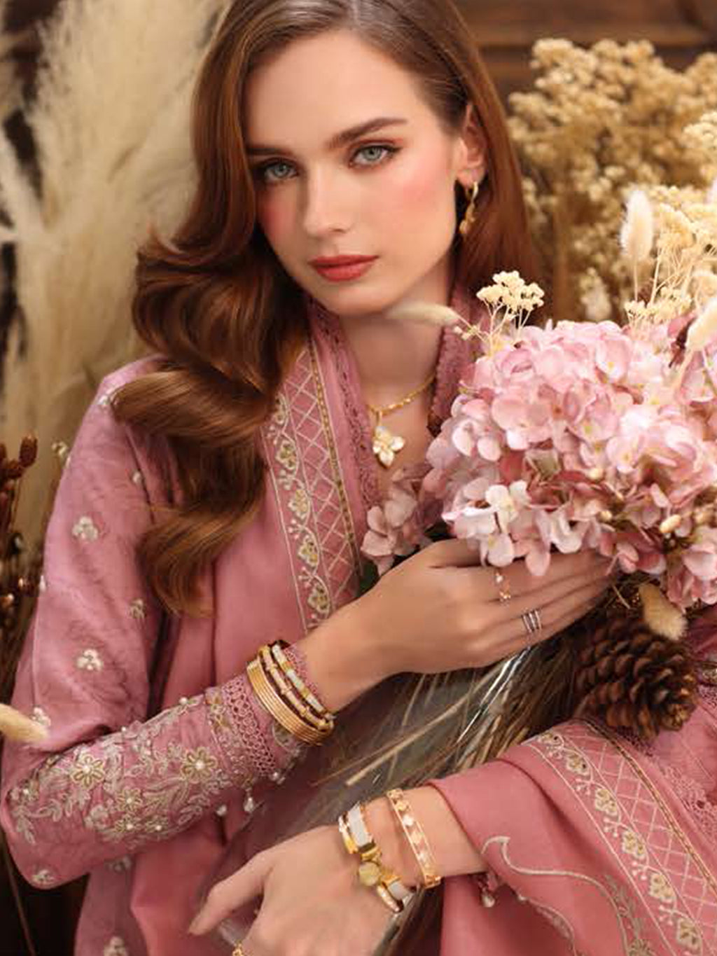 Noor Winter Pashmina by Saadia Asad Pakistani suit detail view M&M Couture USA