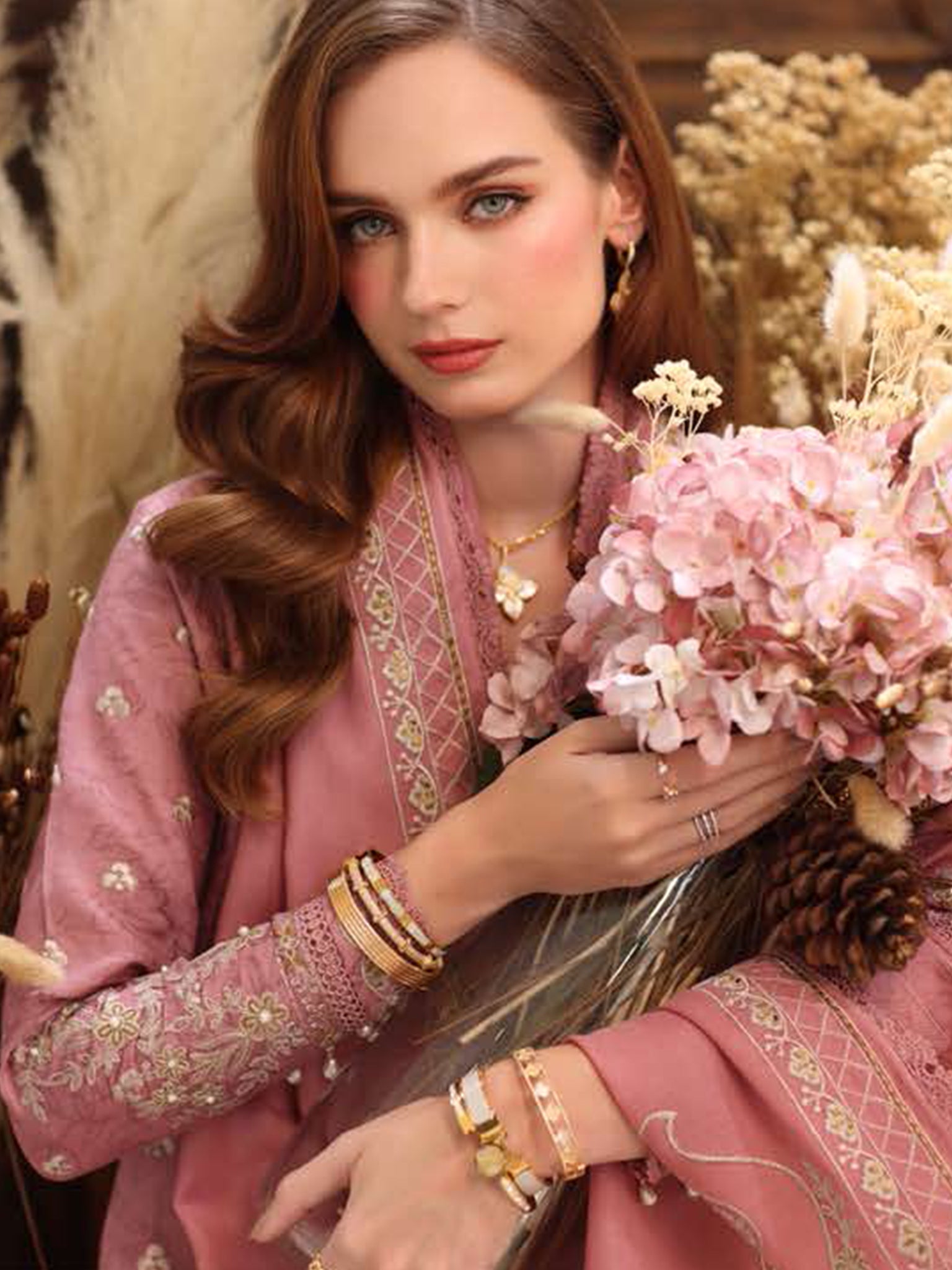 Noor Winter Pashmina by Saadia Asad Pakistani suit detail view M&M Couture USA