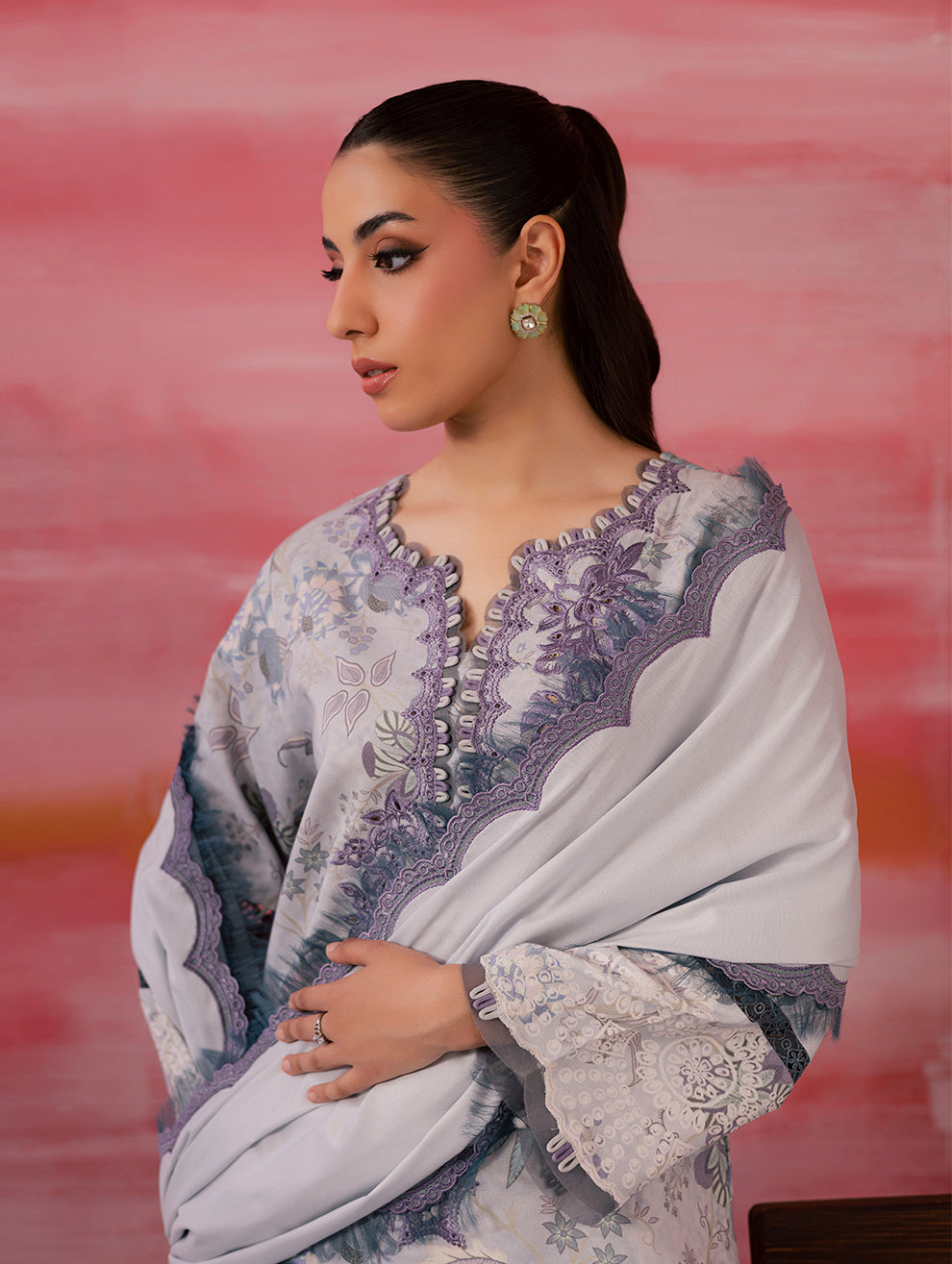 Flora Linen Shawl  By Jade | 107