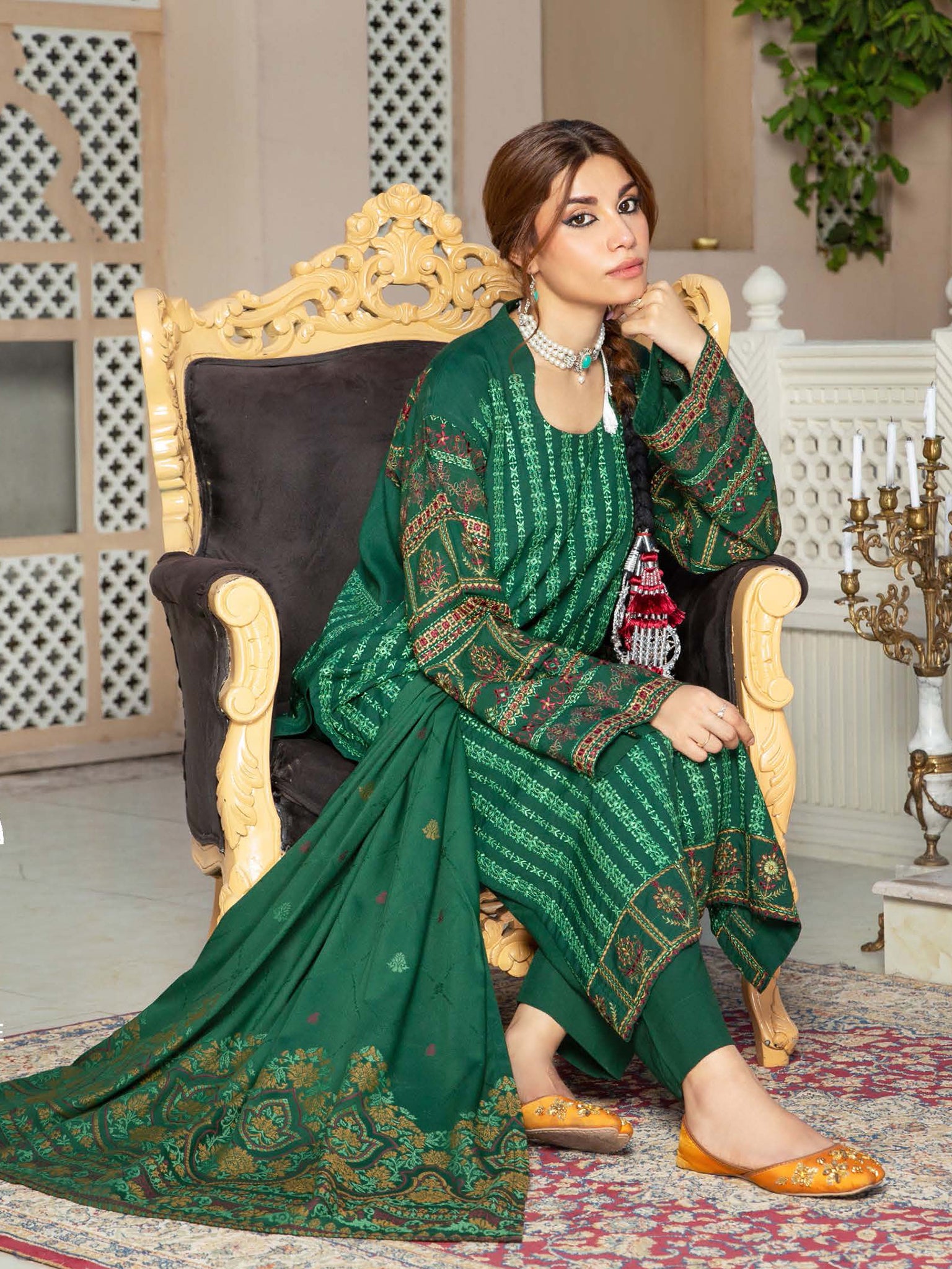 Swiss Wool "Husan-e-Jahan" by Khoobsurat Pakistani suit dupatta view M&M Couture USA