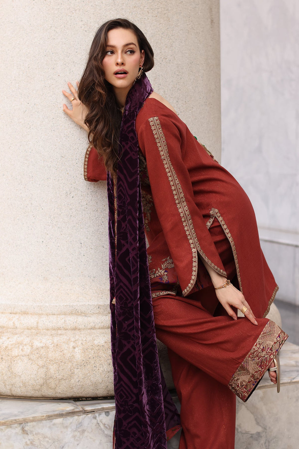 Poshima Embroidered  By Charizma Pakistani suit view 4 M&M Couture USA