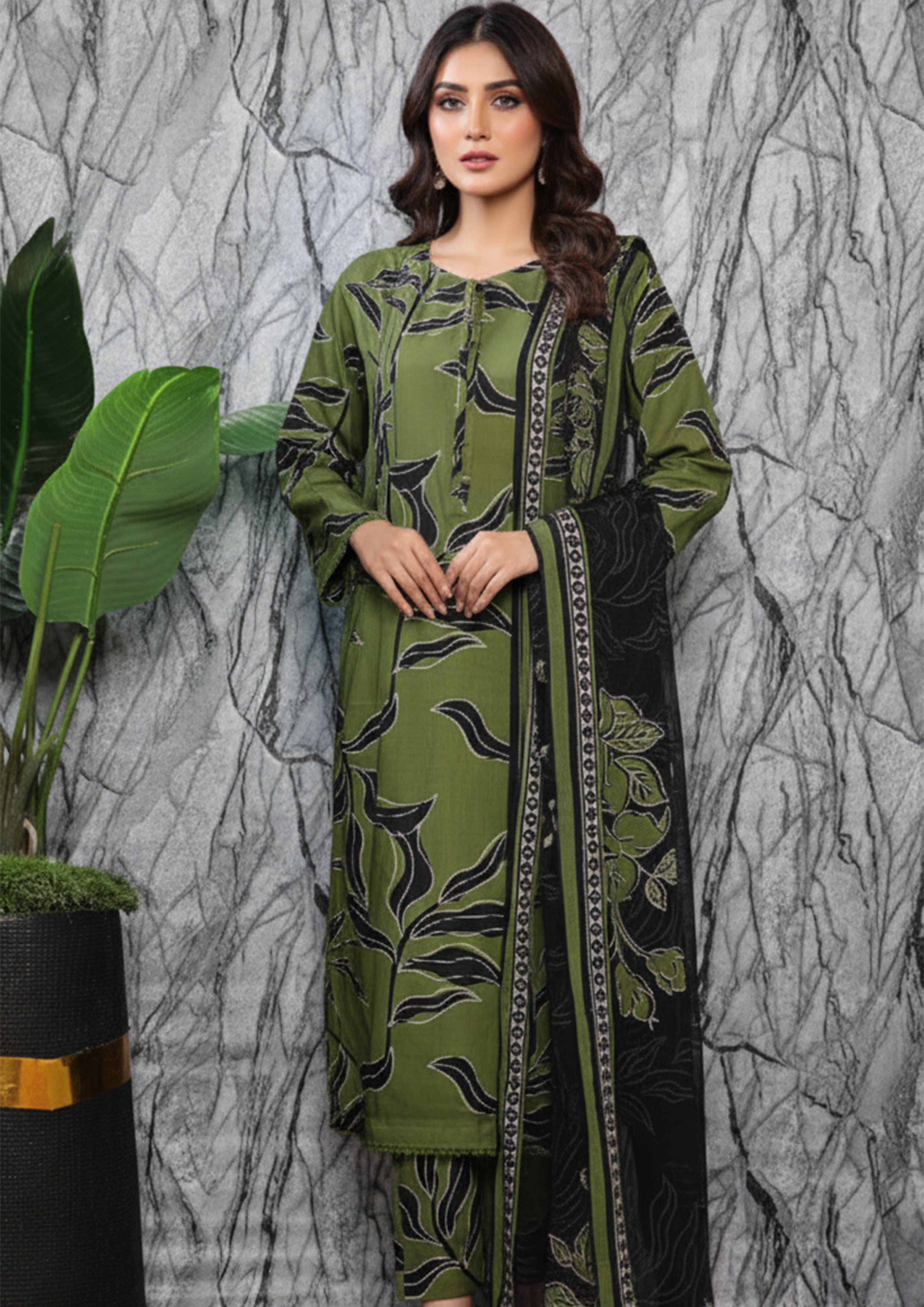 HZ Winter Collection Pakistani suit front view M&M Couture USA