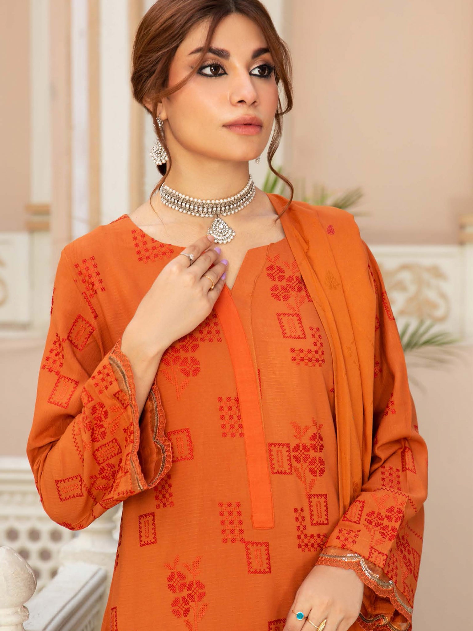 Swiss Wool "Husan-e-Jahan" by Khoobsurat Pakistani suit dupatta view M&M Couture USA