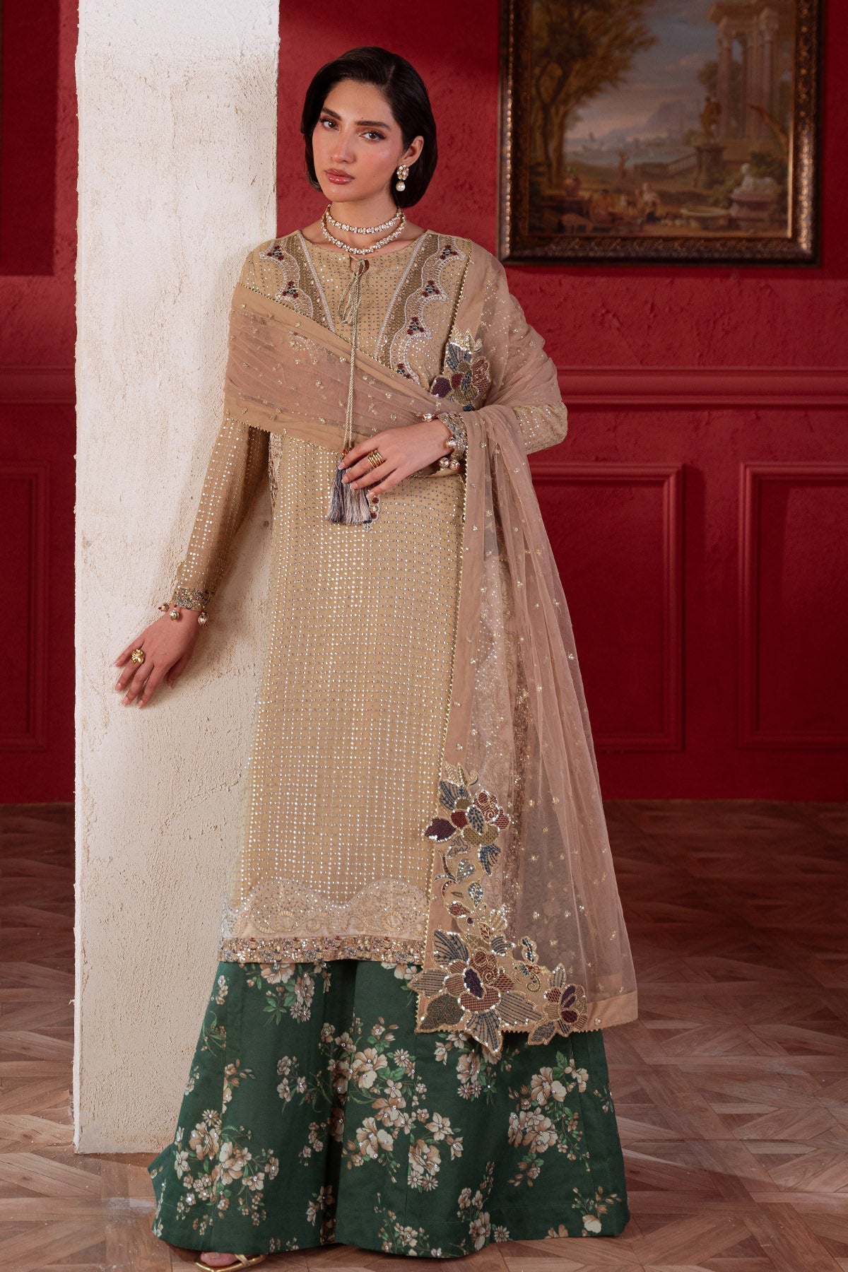Nureh Amaya Formals | Embroidered Chiffon Dress 104