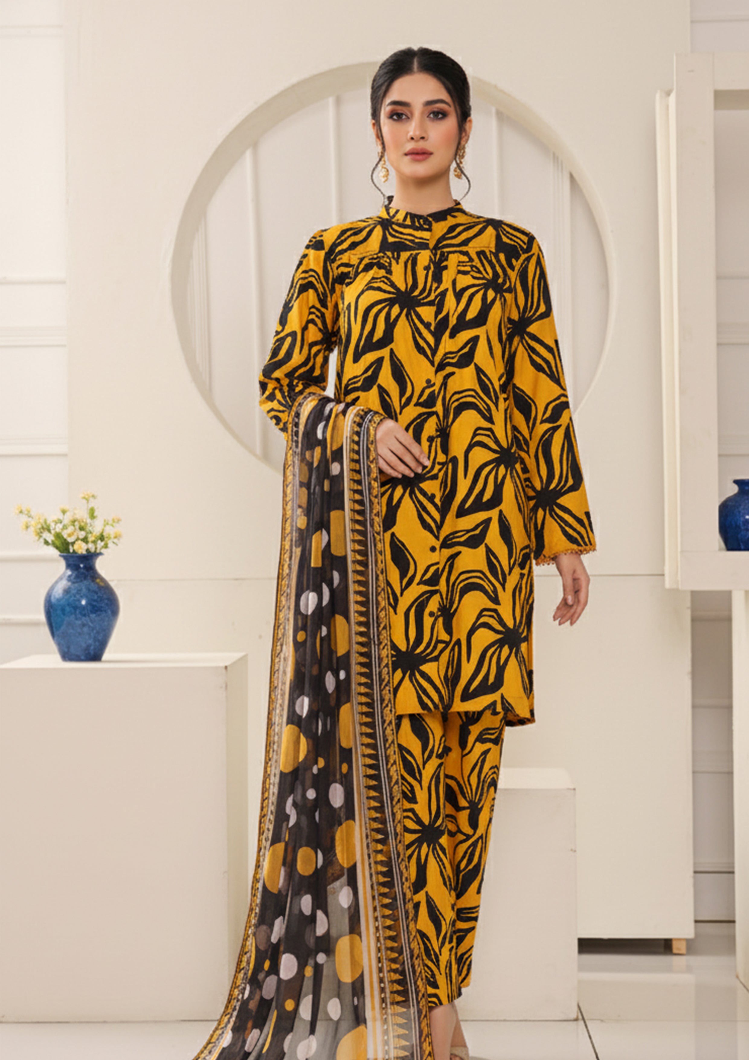 HZ Winter Collection Pakistani suit front view M&M Couture USA