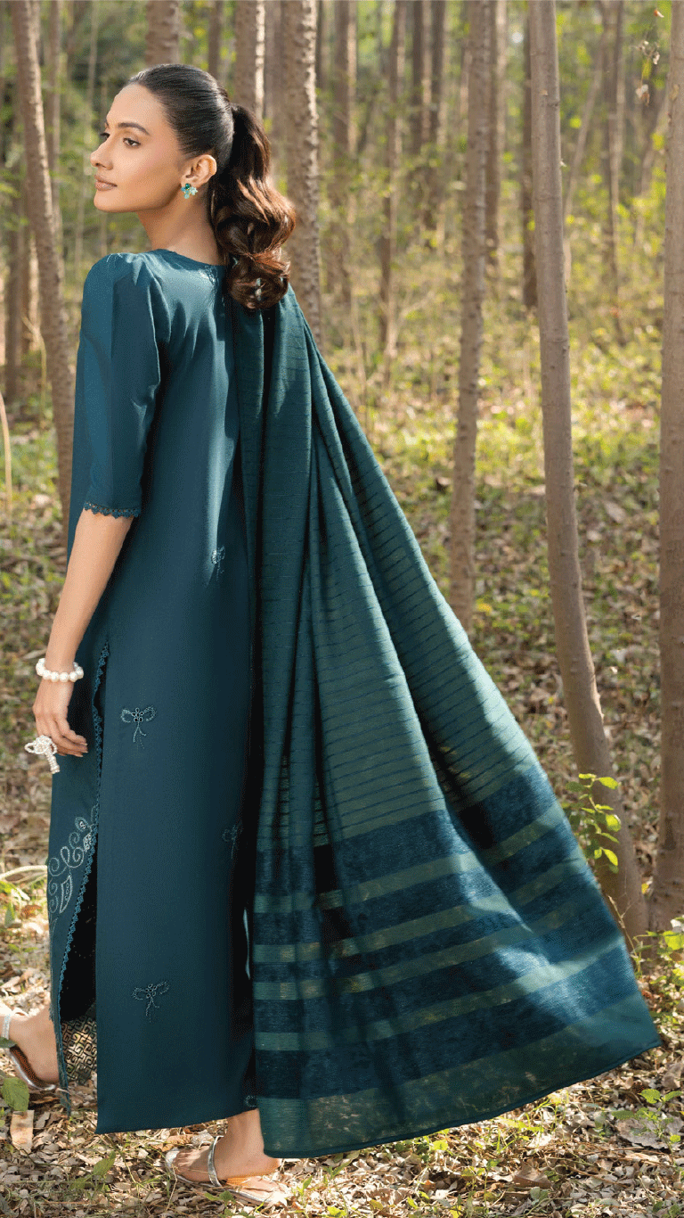 Winter Sunshine By Sanam Saeed Pakistani suit front view M&M Couture USA