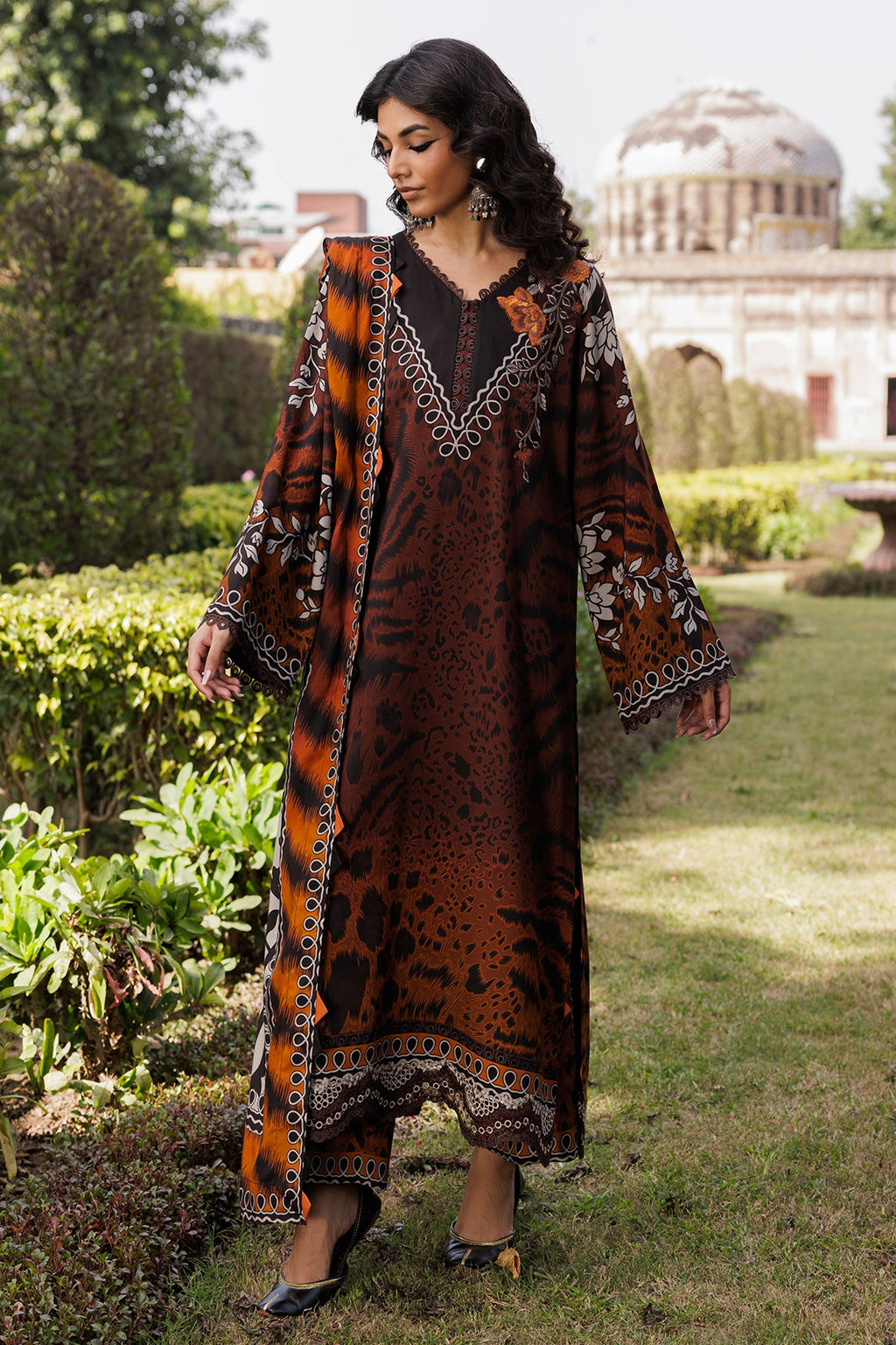 Linen "Combination" By Charizma linen Pakistani suit front view M&M Couture USA