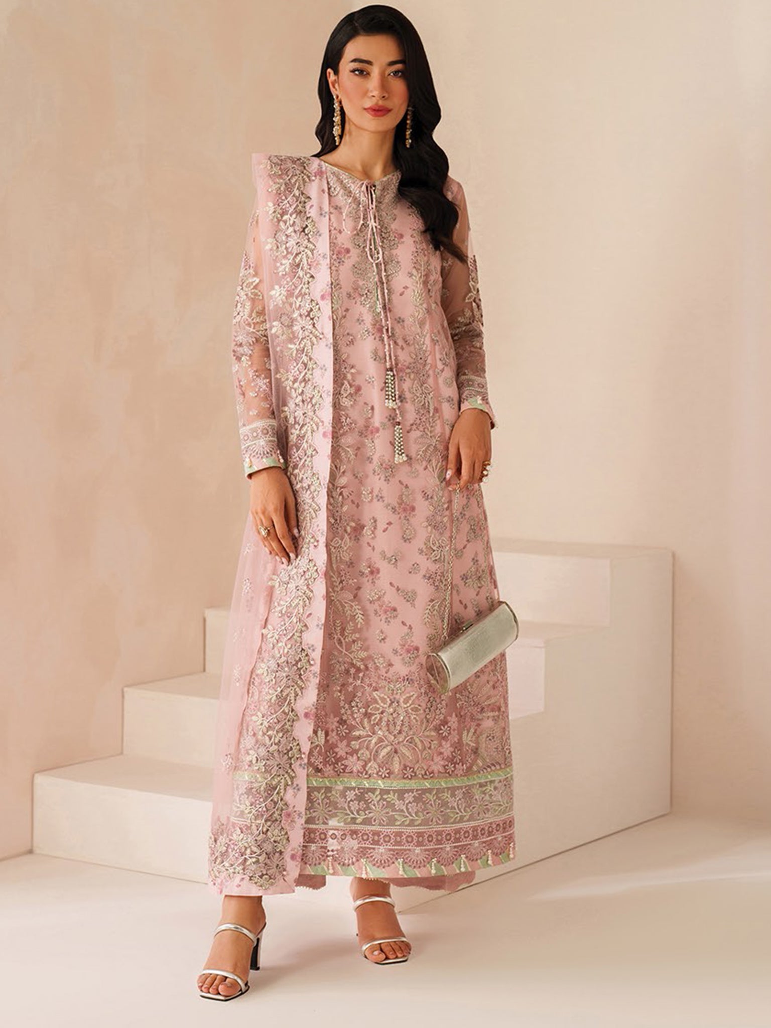Chiffon "Ashal" Neorah By Xenia chiffon Pakistani suit front view M&M Couture USA