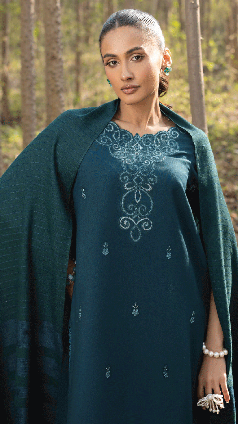 Winter Sunshine By Sanam Saeed Pakistani suit detail view M&M Couture USA