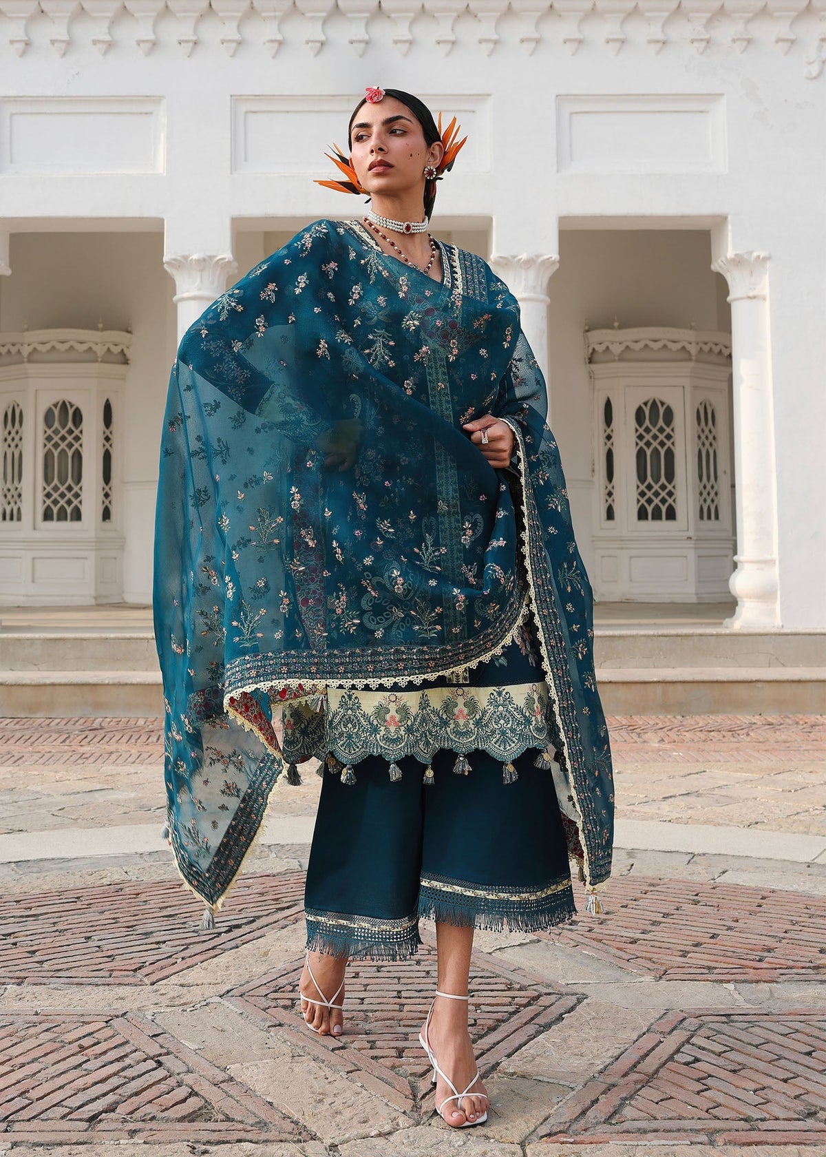 Azraq | Luxury lawn Hussain Rehar lawn Pakistani suit dupatta view M&M Couture USA