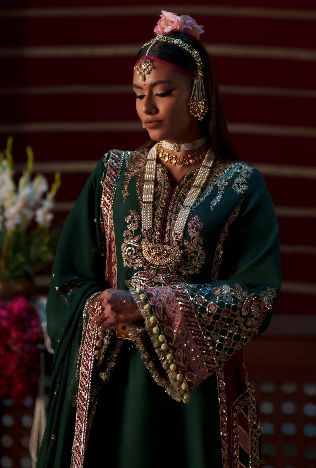 Meharma The Silk Edit By AJR silk Pakistani suit detail view M&M Couture USA