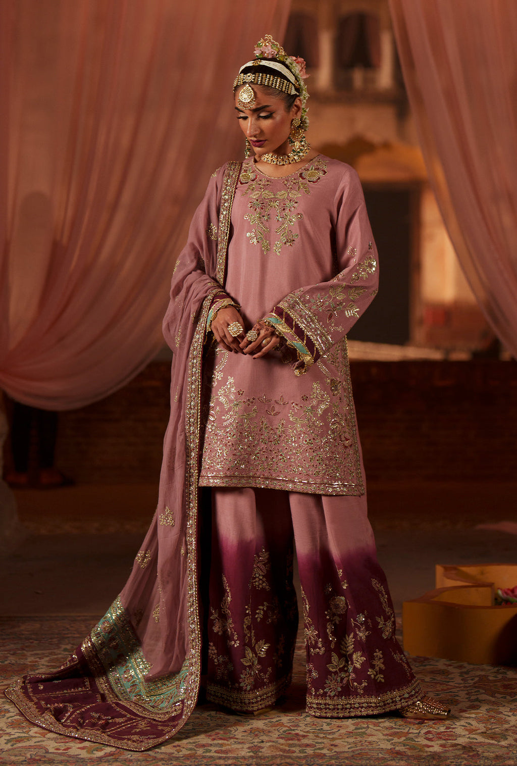 Meharma The Silk Edit By AJR silk Pakistani suit front view M&M Couture USA