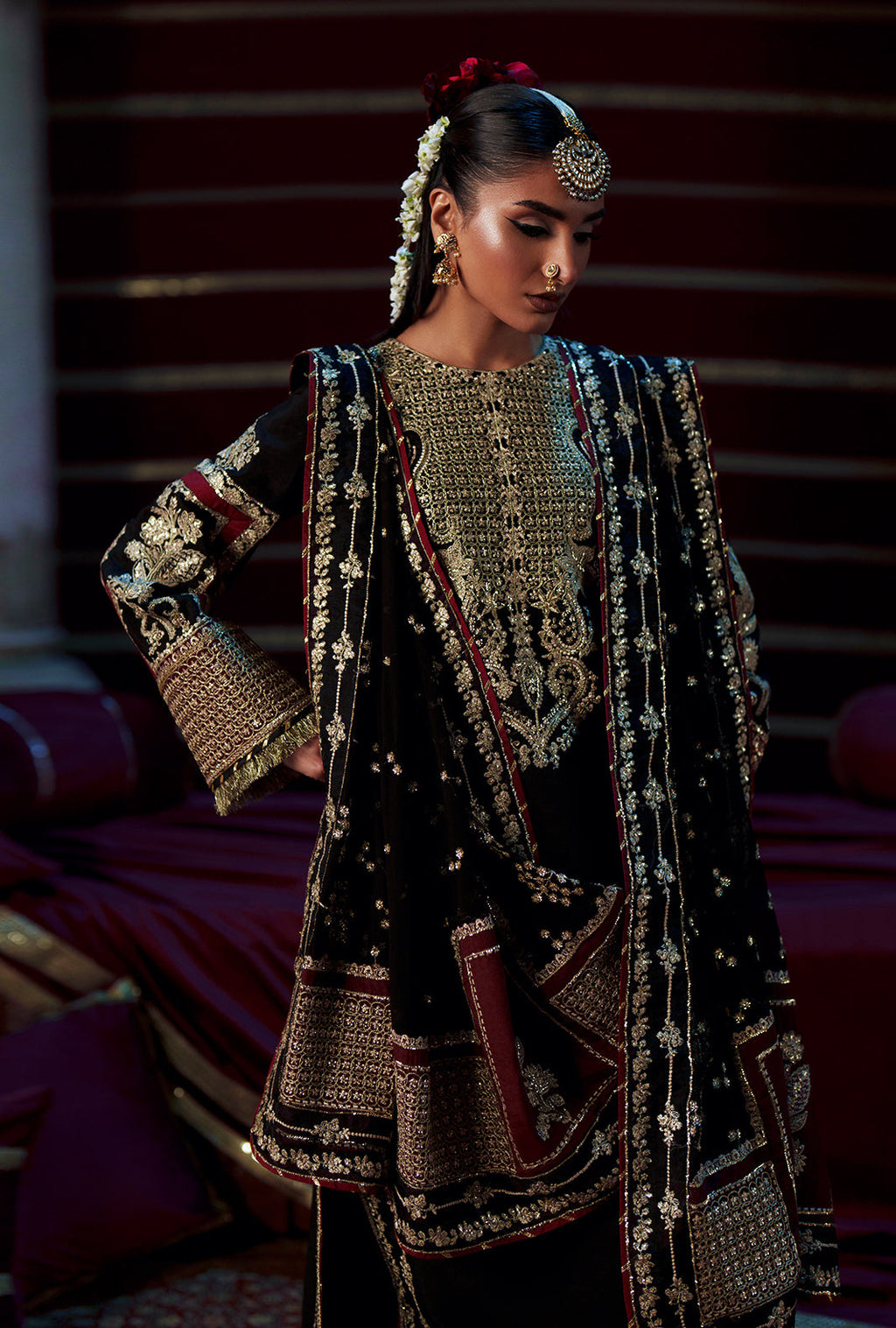 Meharma The Silk Edit By AJR silk Pakistani suit detail view M&M Couture USA