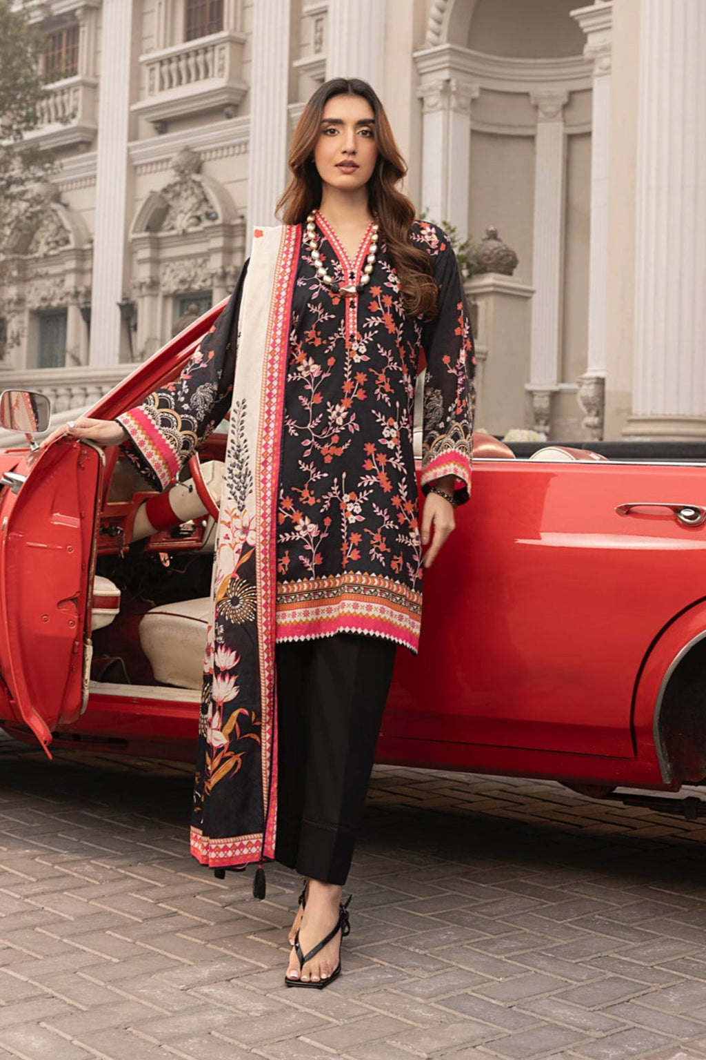Komal by Lakhany Embroidered Lawn Suits 105 lawn Pakistani suit front view M&M Couture USA