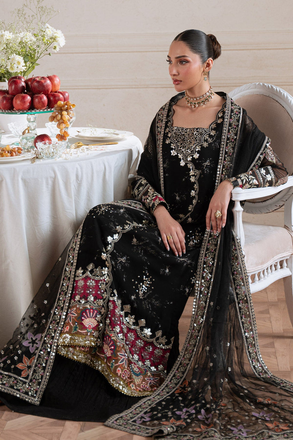 Nureh Amaya Formals | Embroidered Chiffon Dress 105