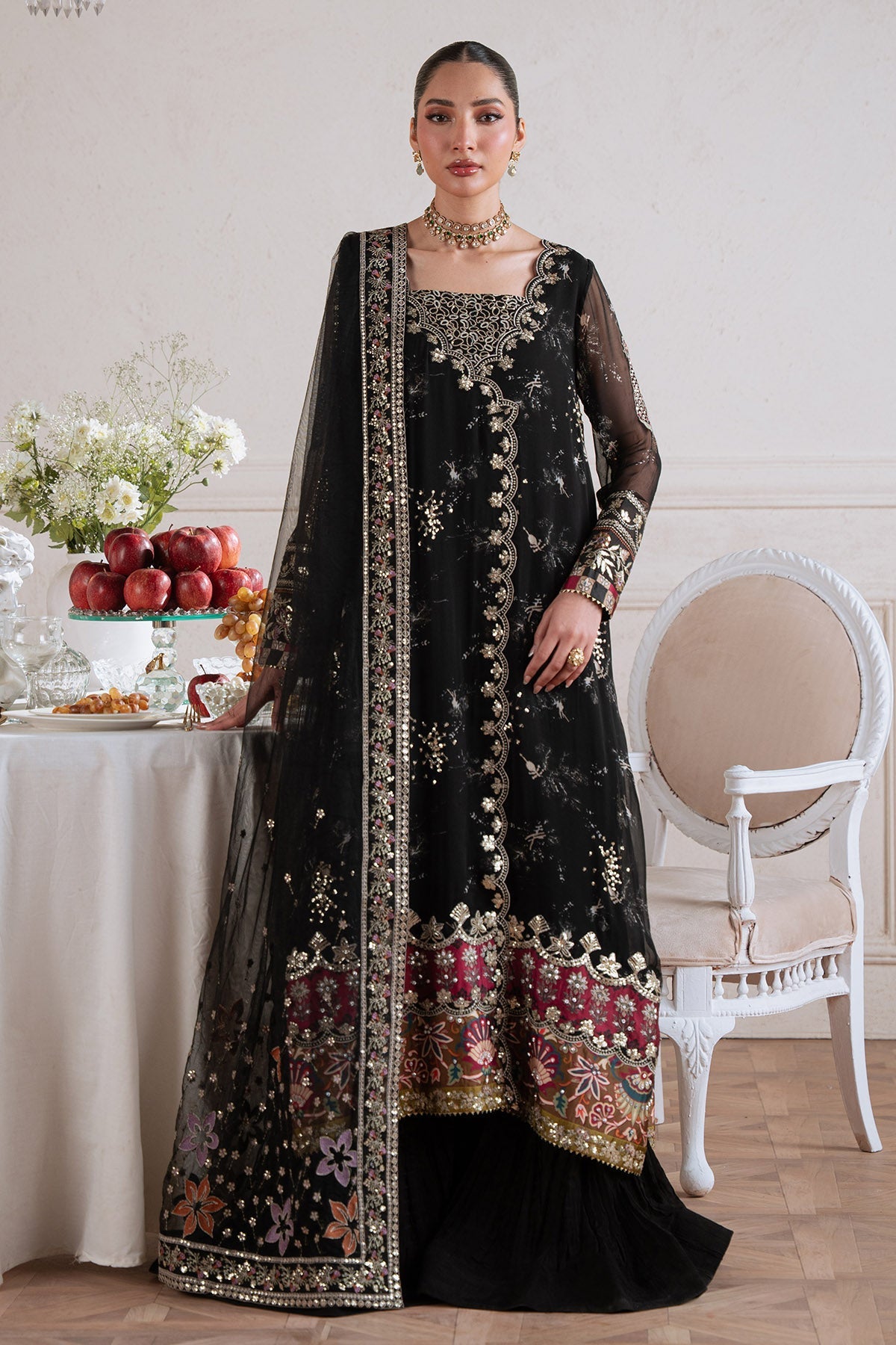 Nureh Amaya Formals | Embroidered Chiffon Dress 105