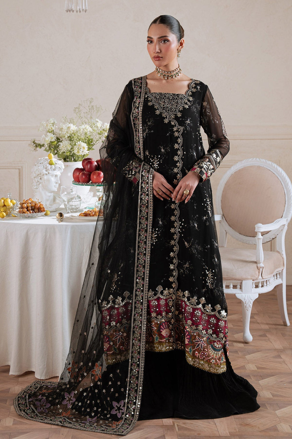 Nureh Amaya Formals | Embroidered Chiffon Dress 105