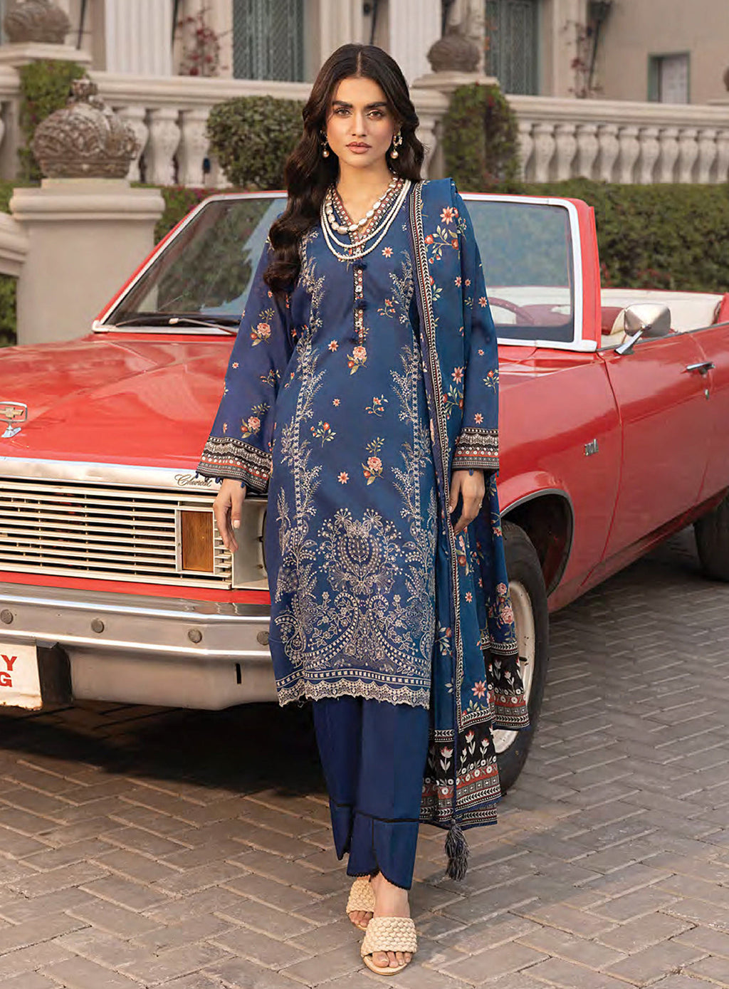 Komal by Lakhany Embroidered Lawn Suits 106 lawn Pakistani suit front view M&M Couture USA
