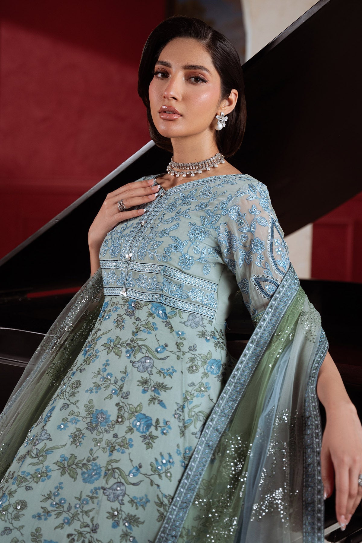 Nureh Amaya Formals | Embroidered Chiffon Dress 106