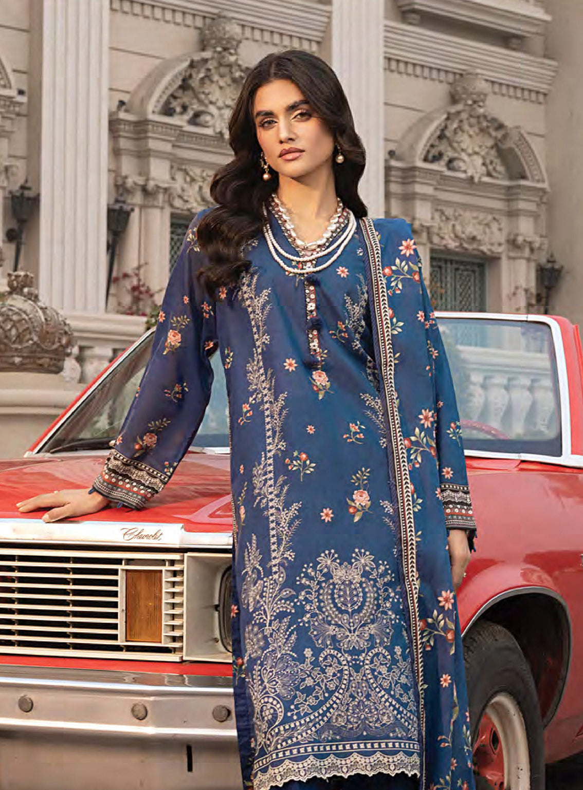 Komal by Lakhany Embroidered Lawn Suits 106 lawn Pakistani suit dupatta view M&M Couture USA