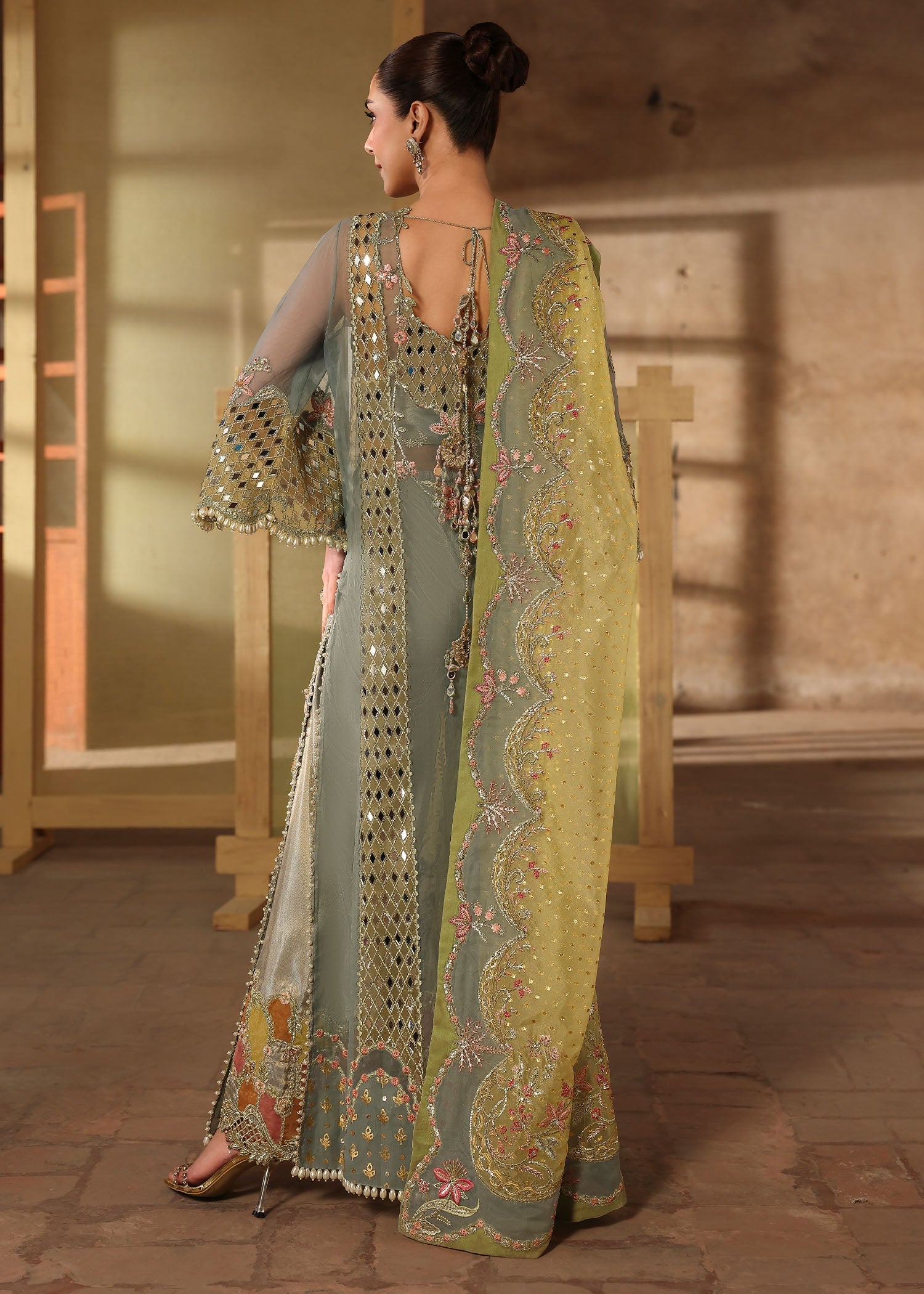 Crimson | Jhilmil Wedding Formals | JHALAK Pakistani suit detail view M&M Couture USA