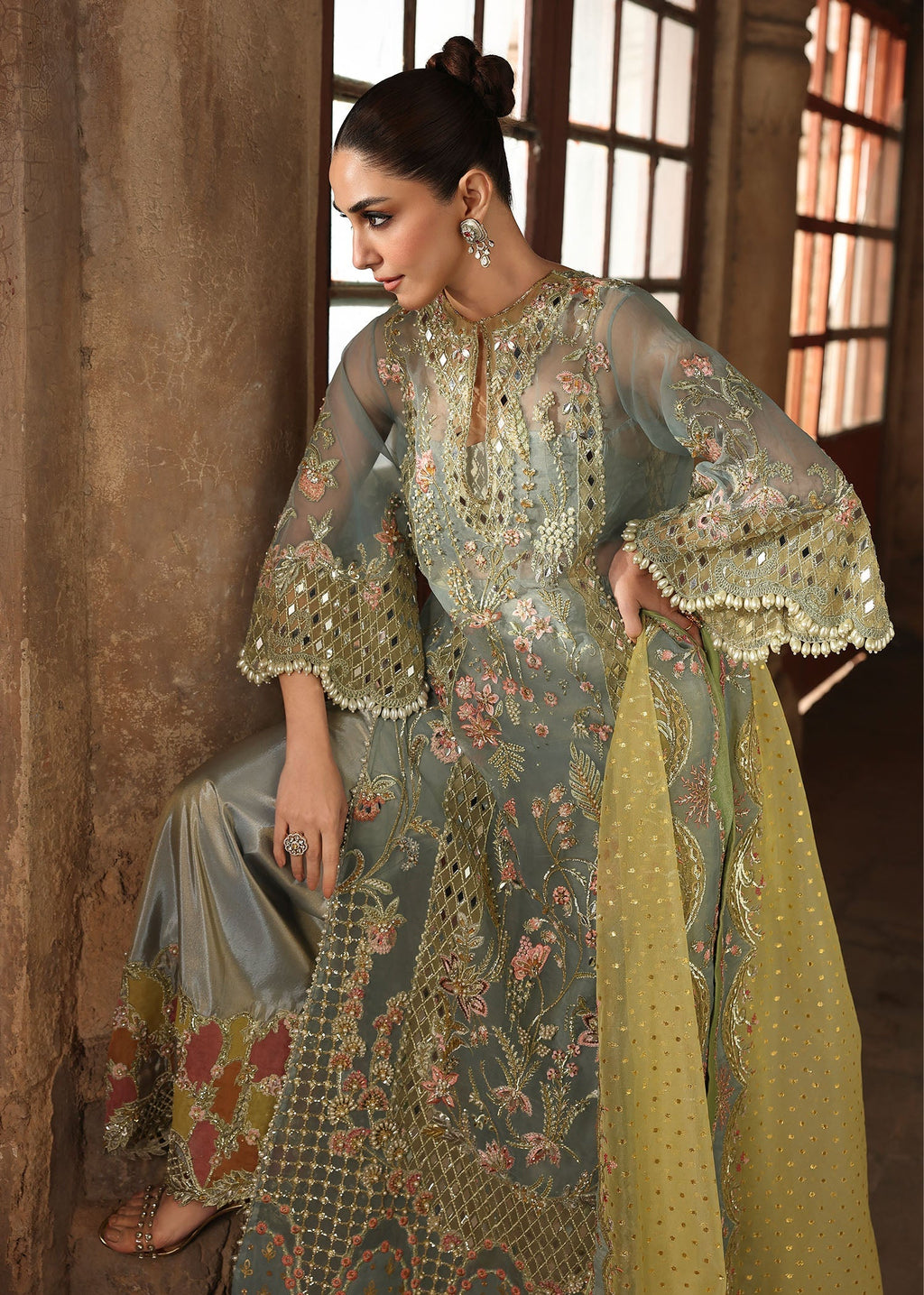 Crimson | Jhilmil Wedding Formals | JHALAK Pakistani suit dupatta view M&M Couture USA