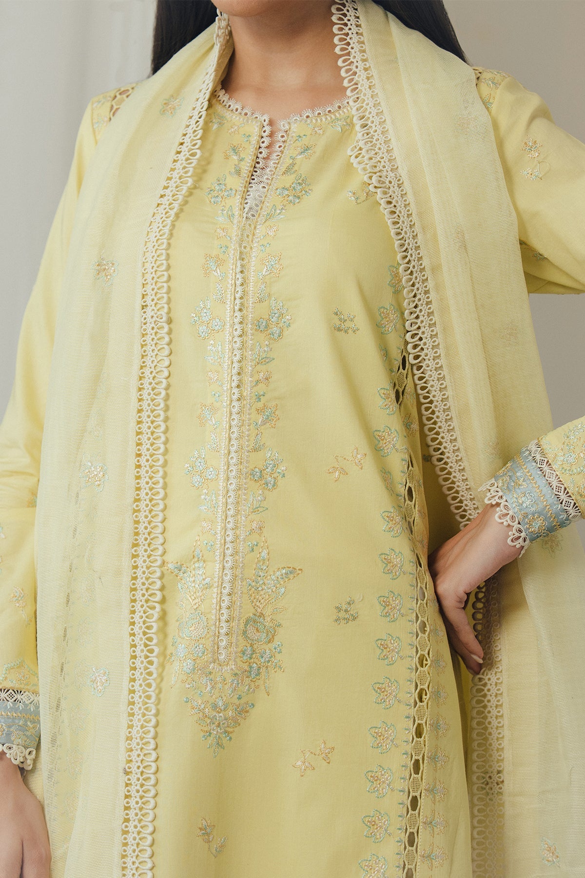 Dayglow | Daybreak By Afrozeh Pakistani suit dupatta view M&M Couture USA