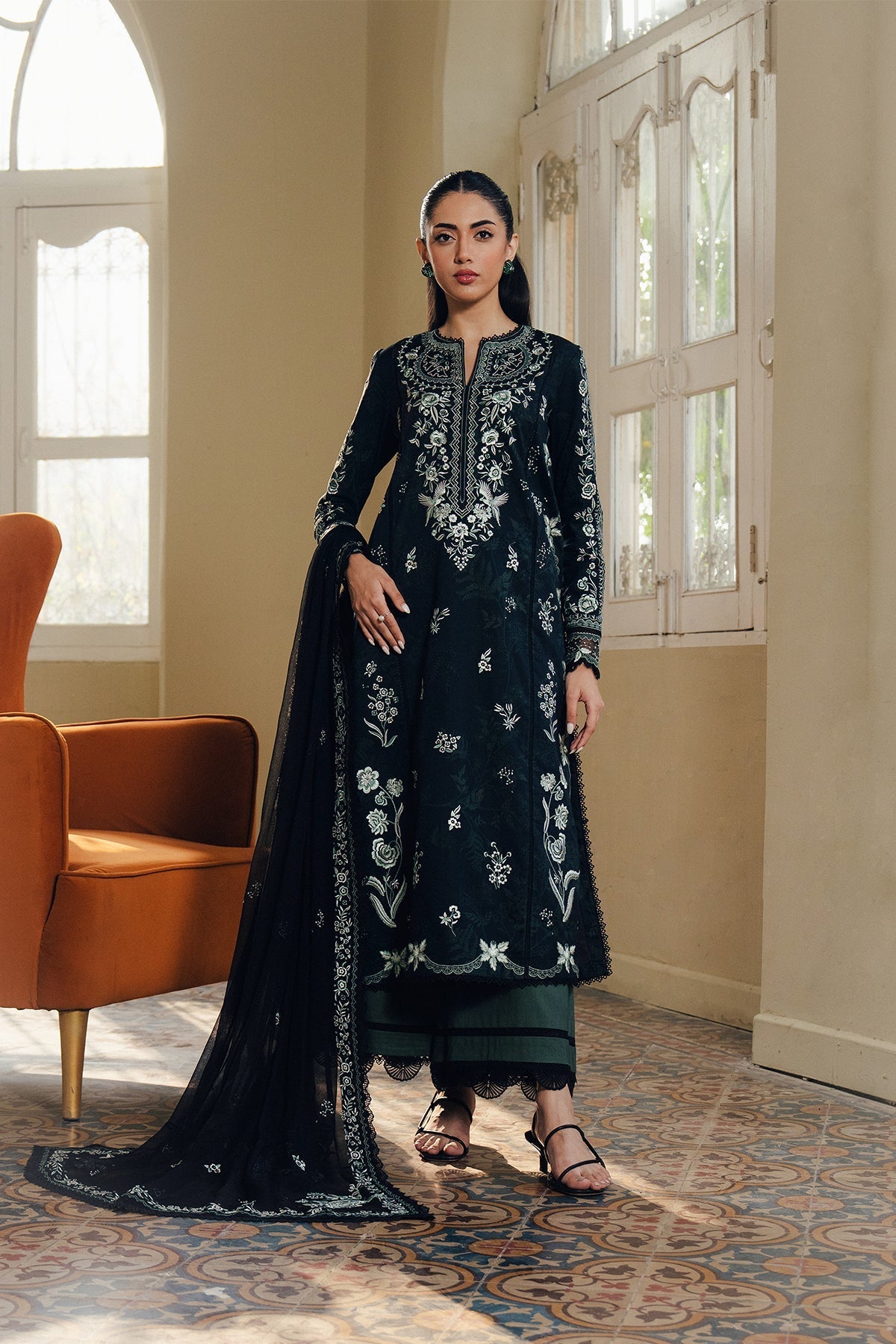 Cloudveil | Daybreak By Afrozeh Pakistani suit front view M&M Couture USA