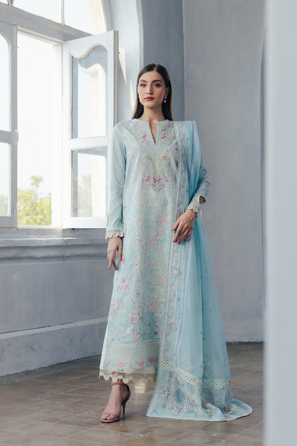 Dawnfall | Daybreak By Afrozeh Pakistani suit front view M&M Couture USA