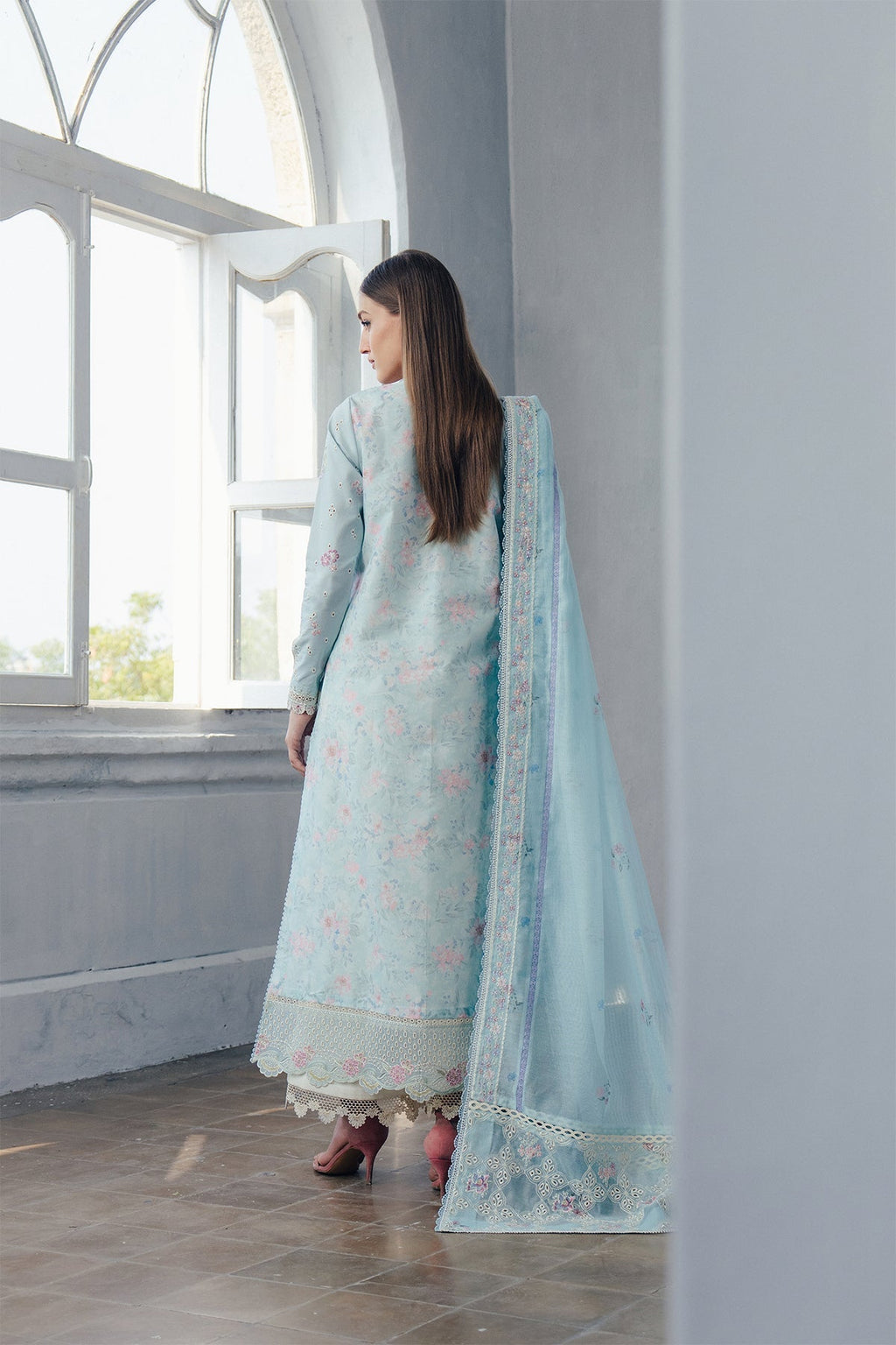 Dawnfall | Daybreak By Afrozeh Pakistani suit detail view M&M Couture USA