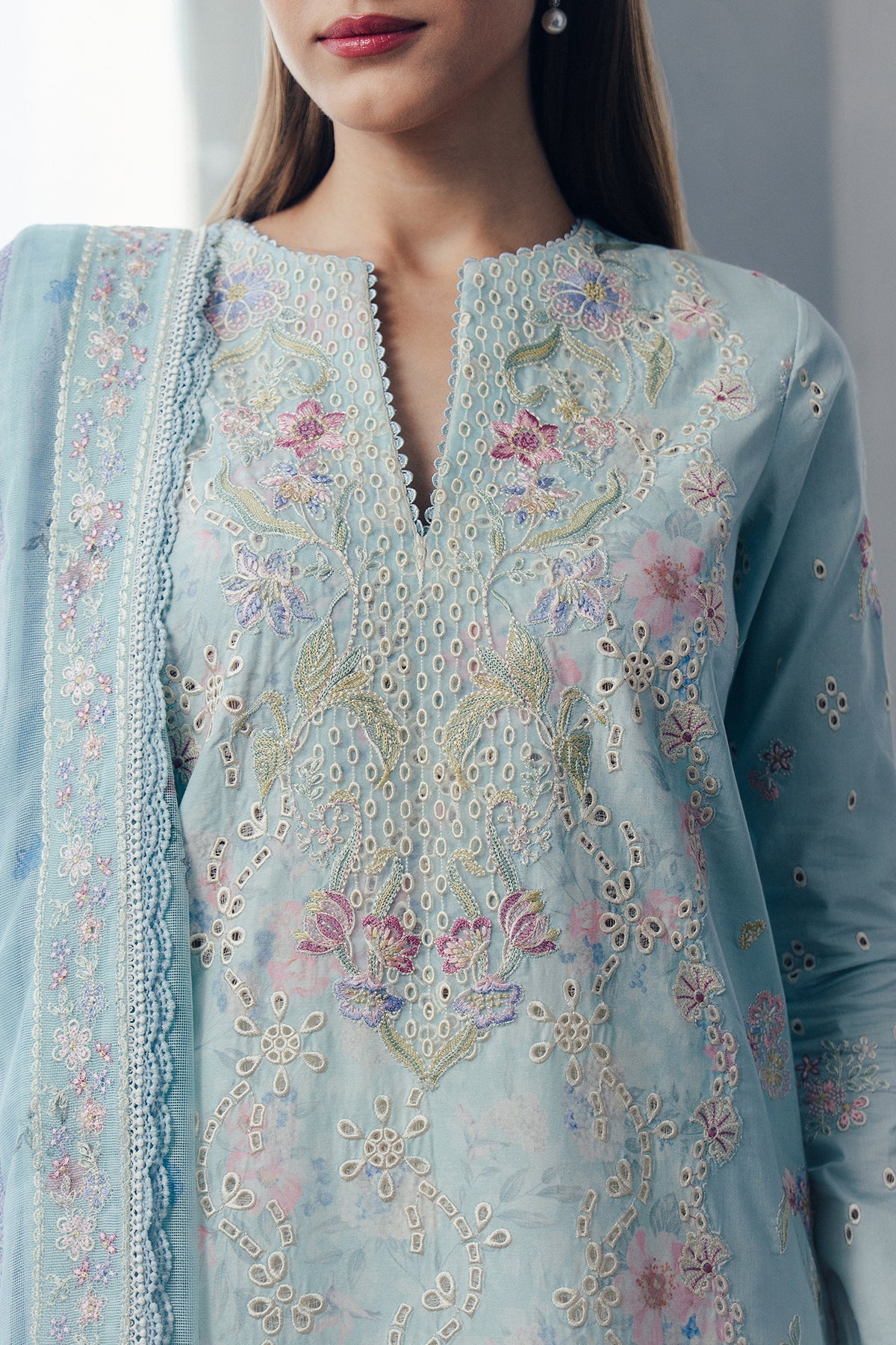Dawnfall | Daybreak By Afrozeh Pakistani suit dupatta view M&M Couture USA