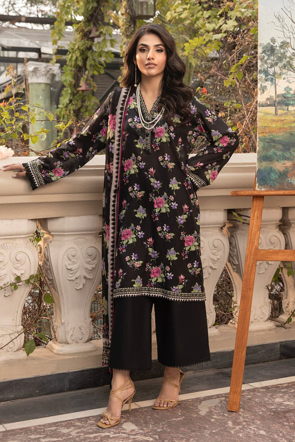Komal by Lakhany Embroidered Lawn Suits 101 lawn Pakistani suit front view M&M Couture USA