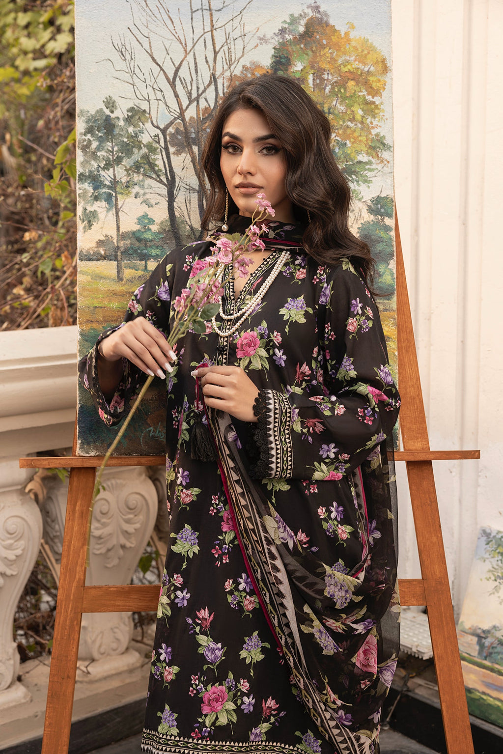 Komal by Lakhany Embroidered Lawn Suits 101 lawn Pakistani suit detail view M&M Couture USA