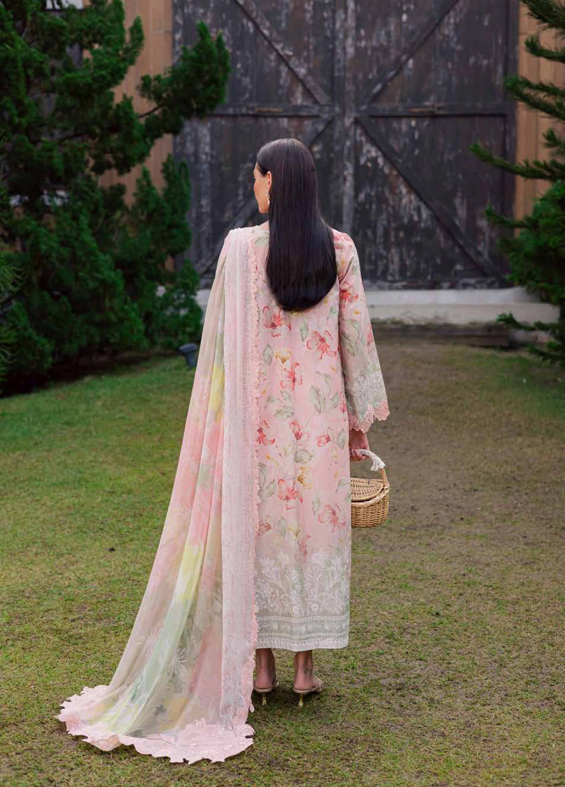 Gardenia Embroidered Lawn By Nureh lawn Pakistani suit detail view M&M Couture USA