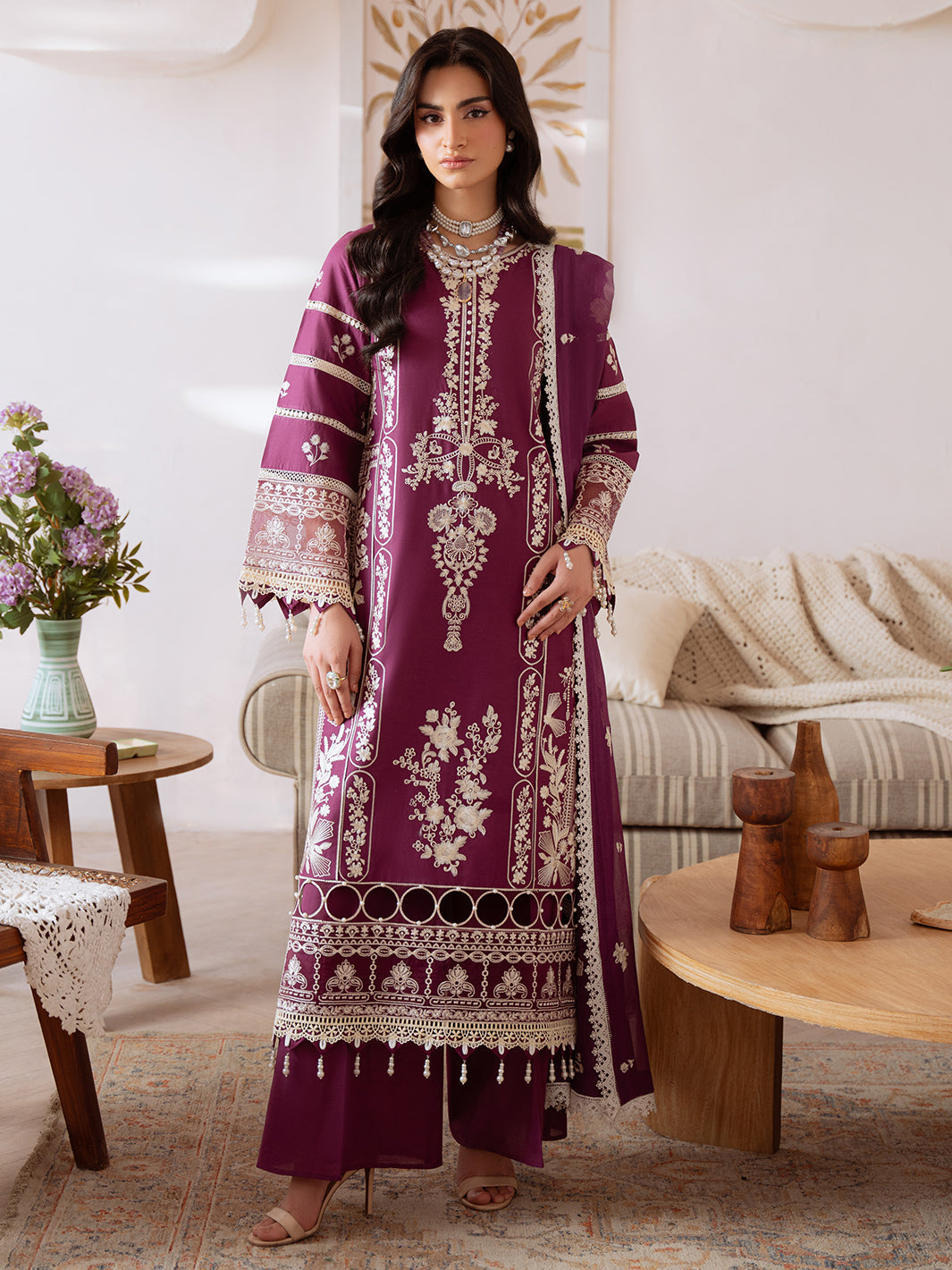 Shanaya Lawn by Mahnur lawn Pakistani suit front view M&M Couture USA