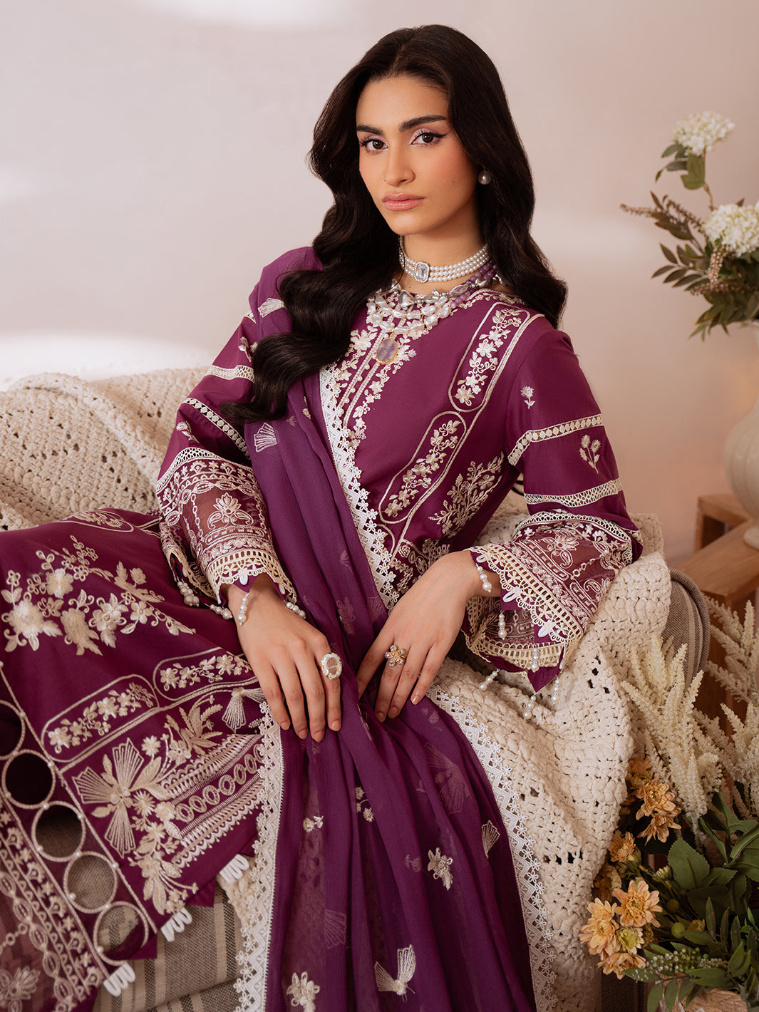 Shanaya Lawn by Mahnur lawn Pakistani suit dupatta view M&M Couture USA