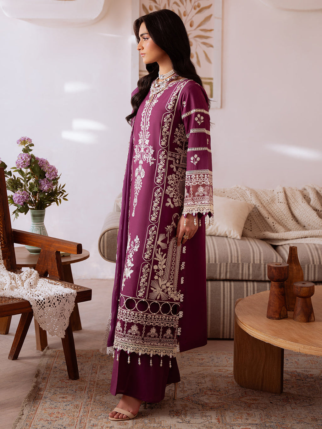 Shanaya Lawn by Mahnur lawn Pakistani suit detail view M&M Couture USA