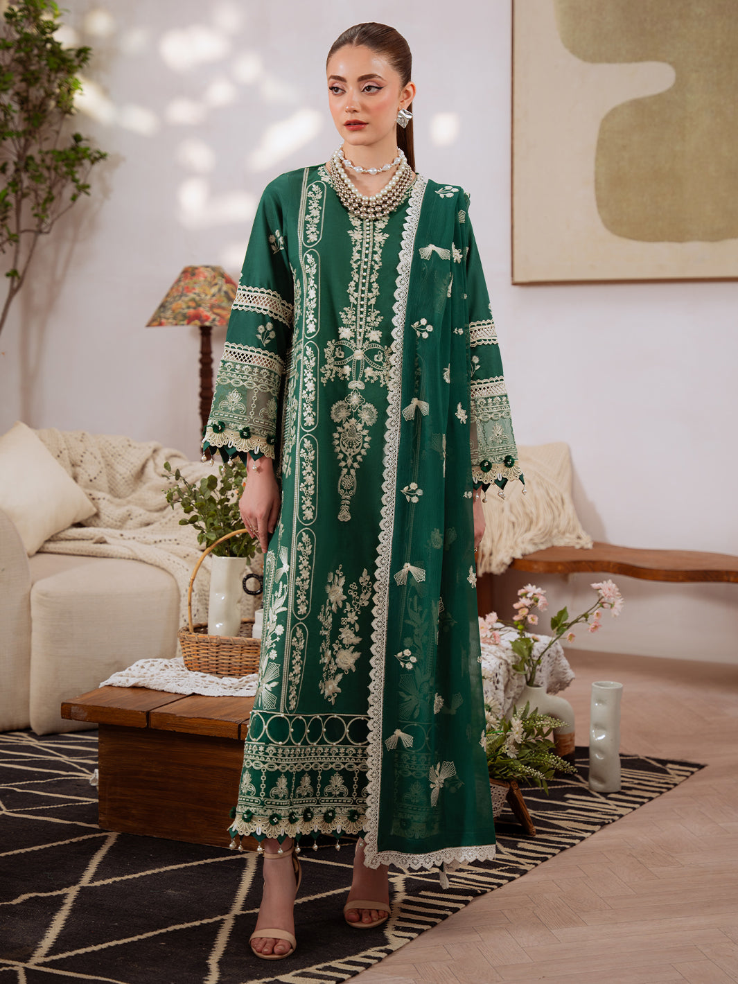 Shanaya Lawn by Mahnur lawn Pakistani suit front view M&M Couture USA
