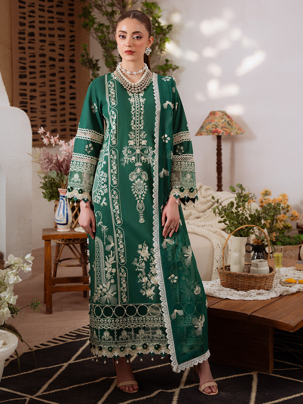 Shanaya Lawn by Mahnur lawn Pakistani suit detail view M&M Couture USA