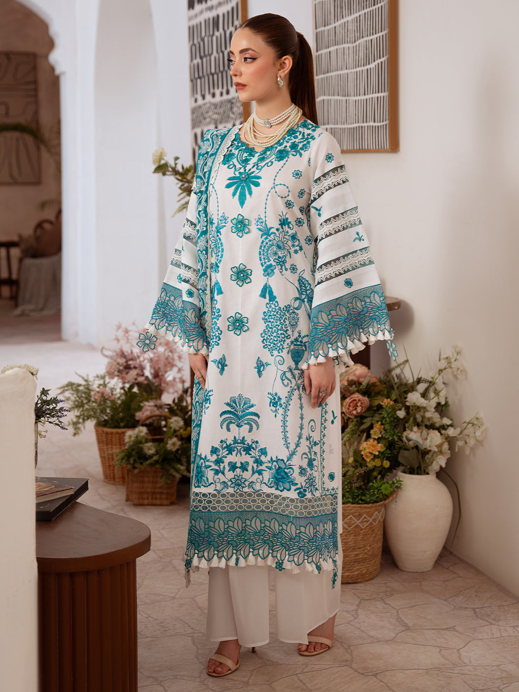 Shanaya Lawn by Mahnur lawn Pakistani suit detail view M&M Couture USA