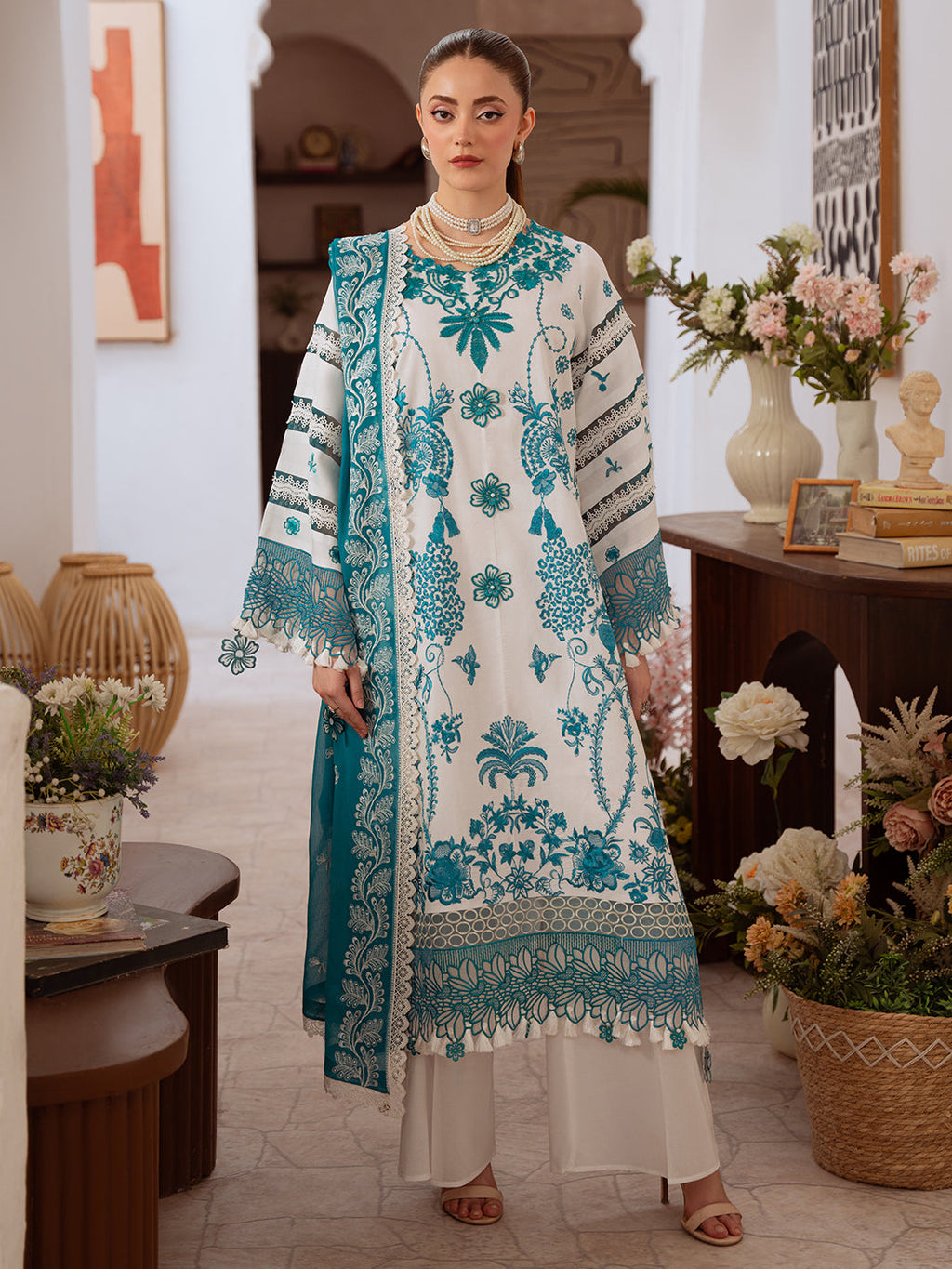 Shanaya Lawn by Mahnur lawn Pakistani suit front view M&M Couture USA