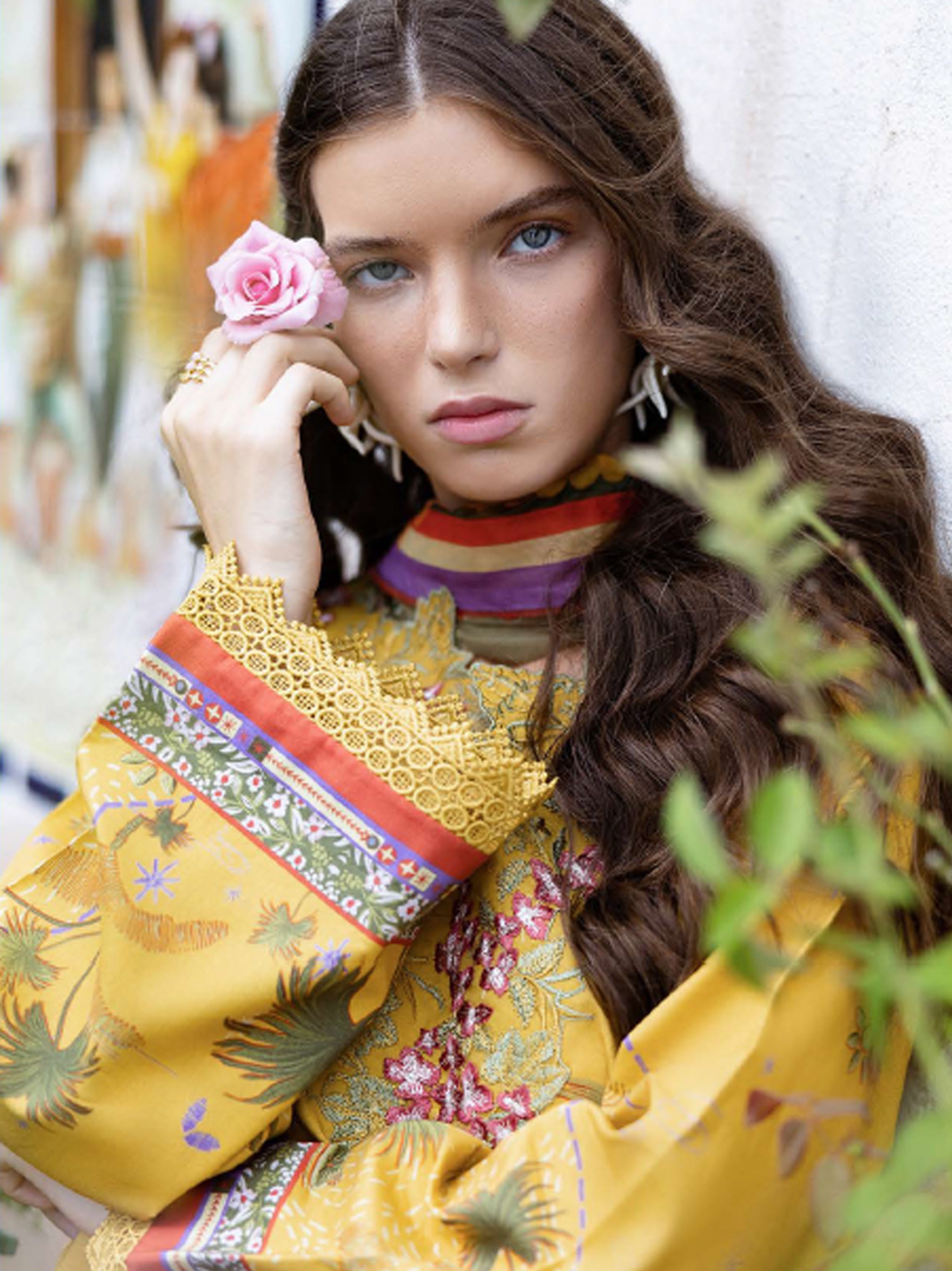 Cambric Cotton – “Sol Arena” by Mushq cotton Pakistani suit dupatta view M&M Couture USA